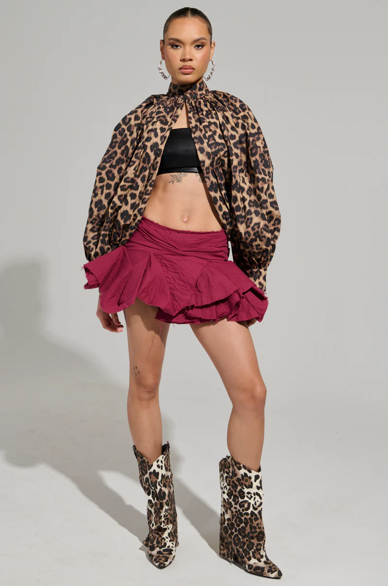 DANGEROUS GIRL LEOPARD LONG SLEEVE PUFF BLOUSE - Image 4