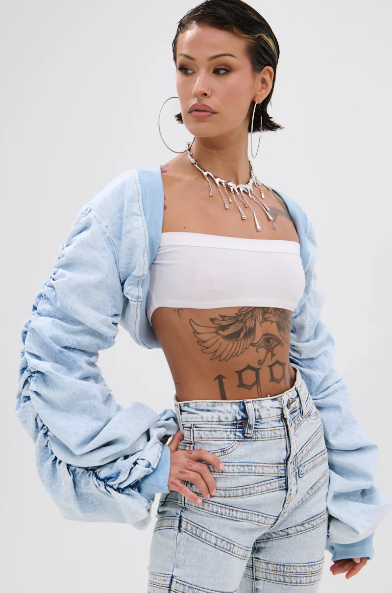 DANI RUCHED DENIM BOLERO - Image 3