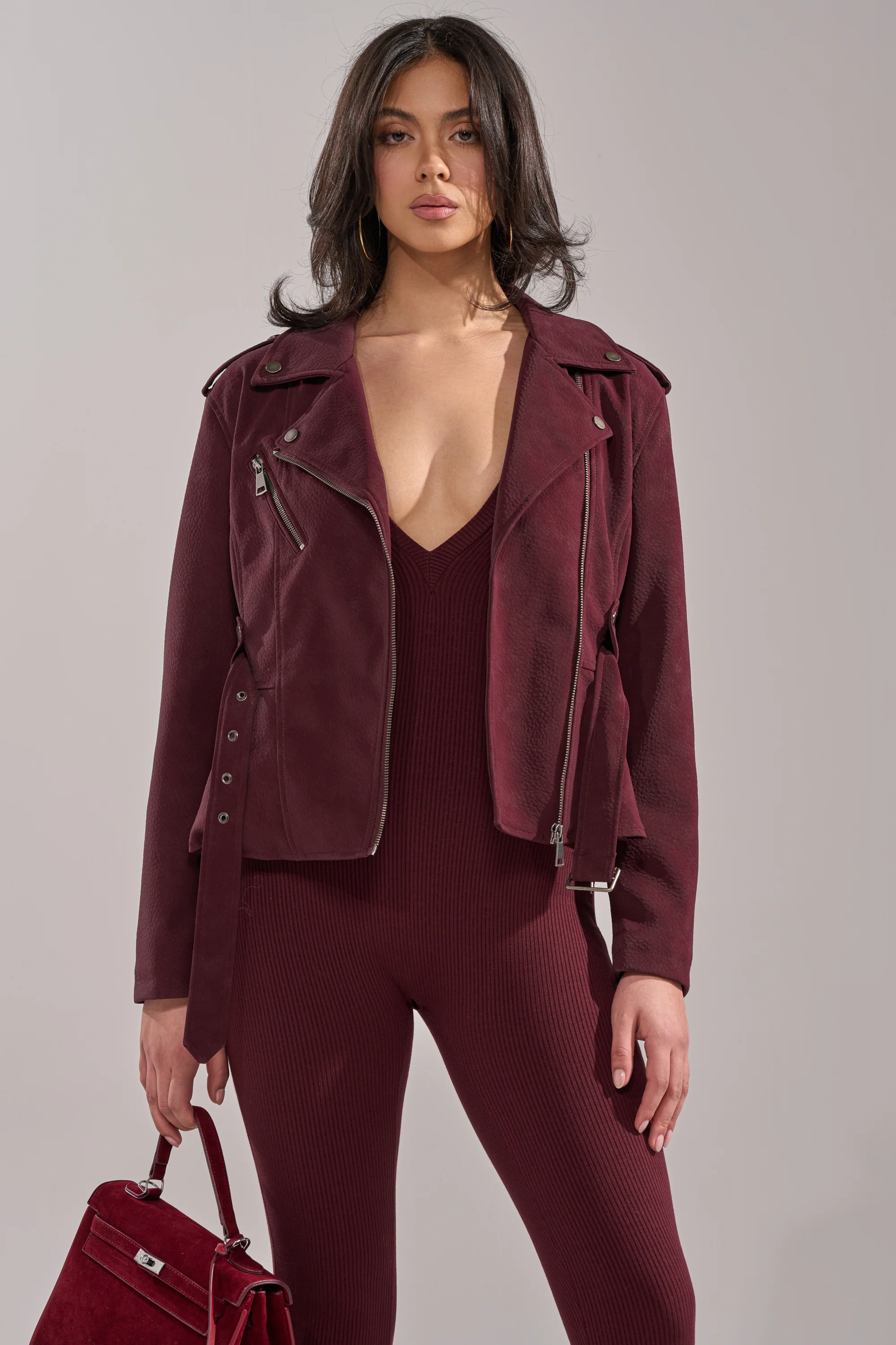 DANI SUEDE EFFECT PEPLUM MOTO - Image 3