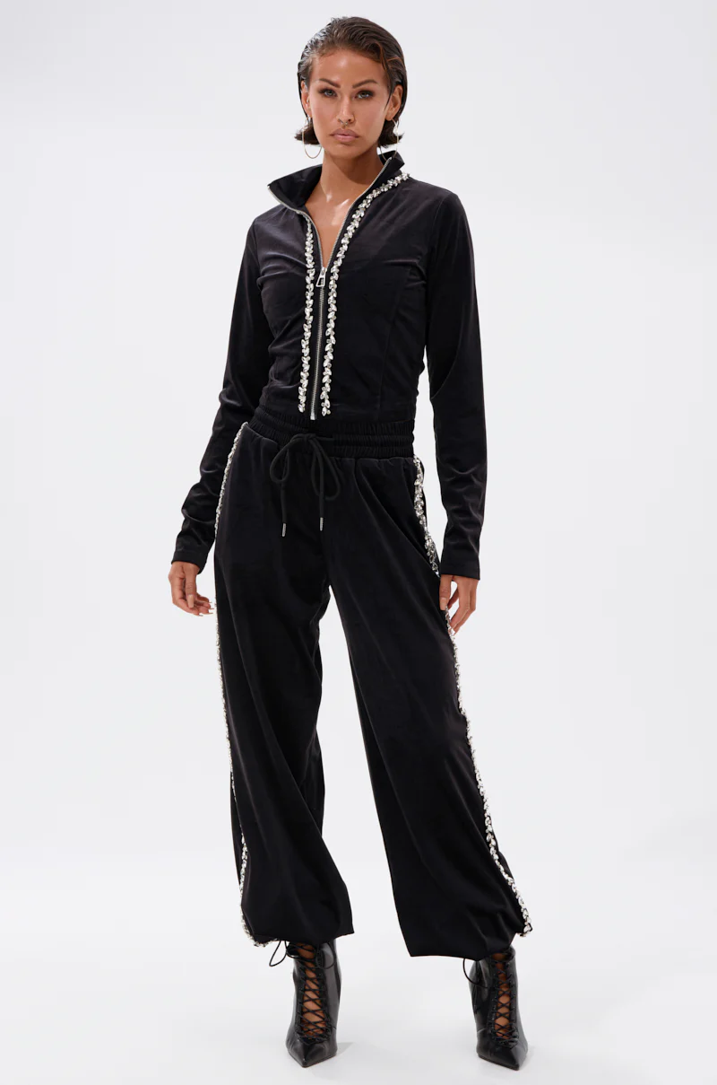 DARA RHINESTONE WIDE LEG SWEATPANT - Image 8