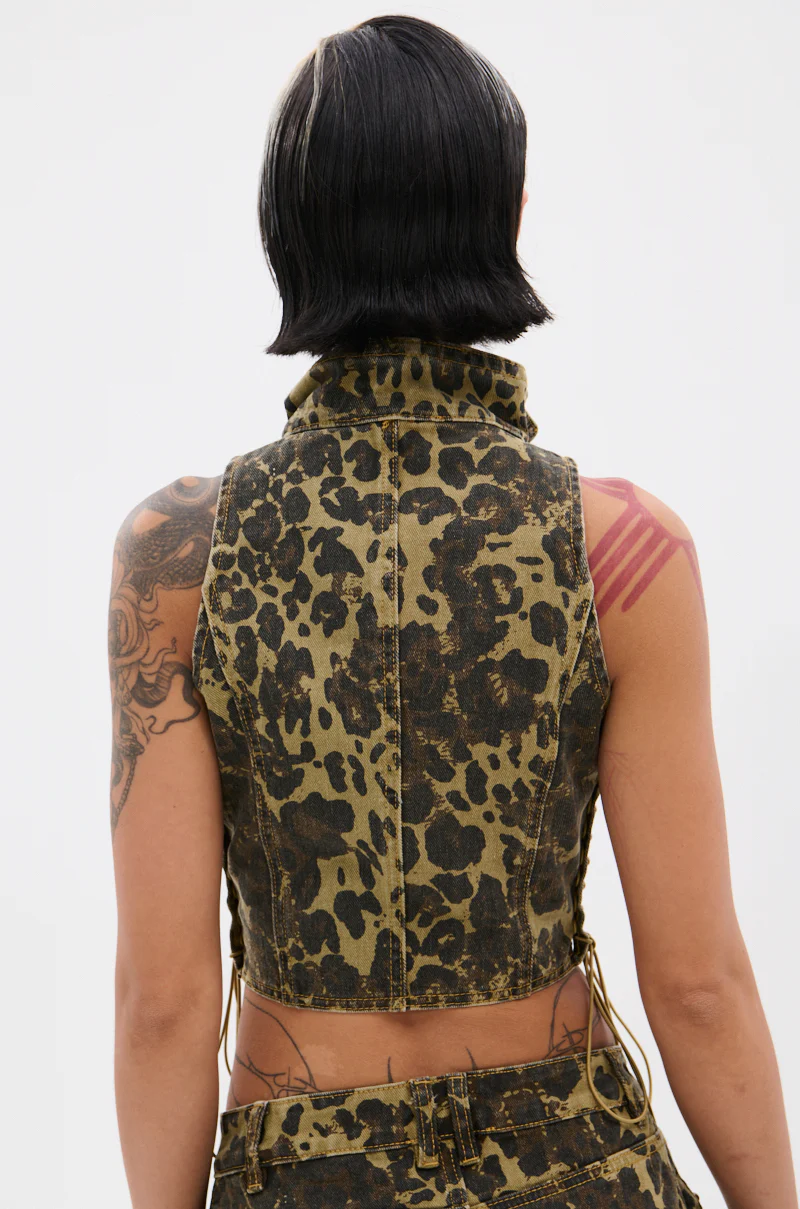 DARIA STUDDED CAMO SIDE LACE TOP - Image 5