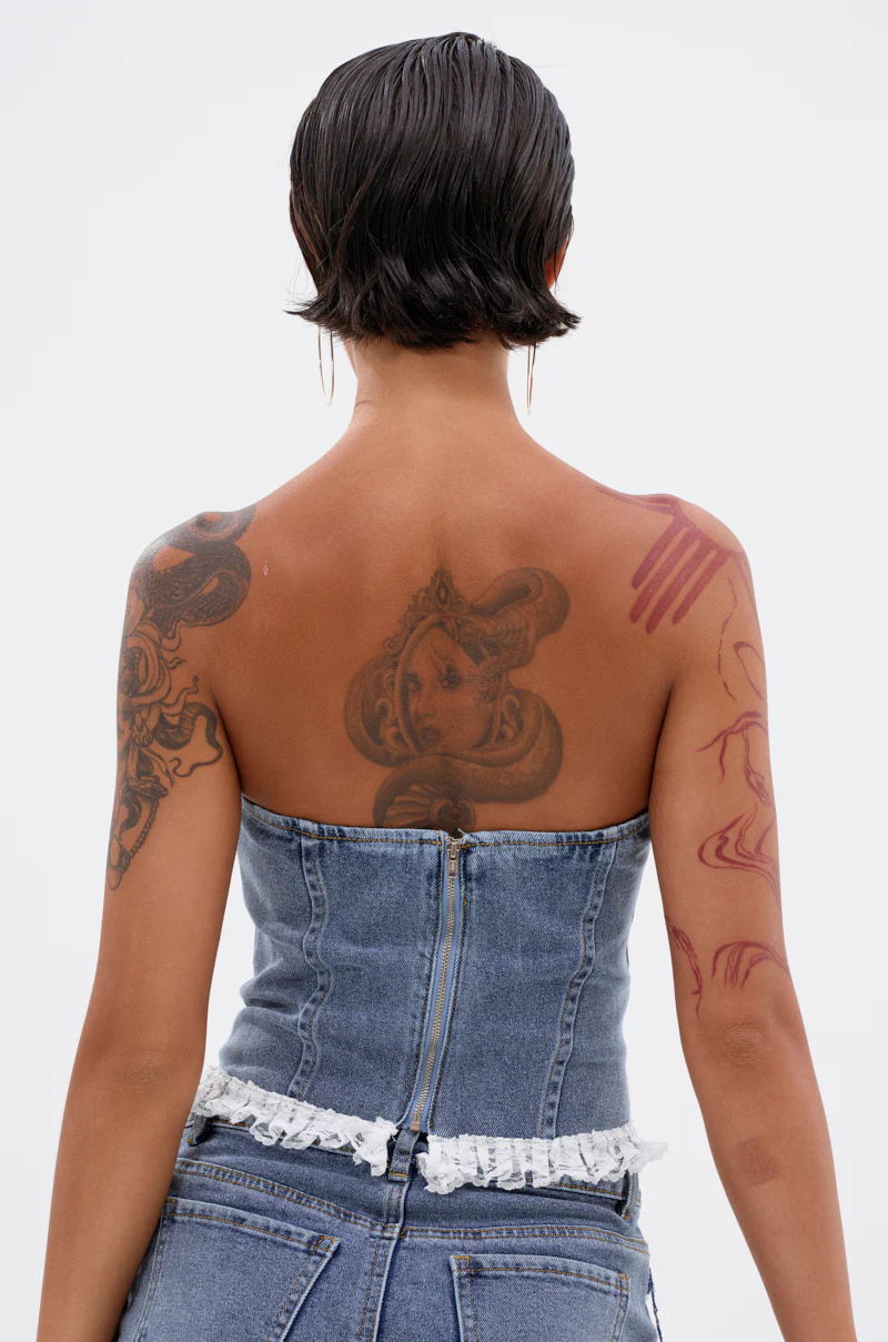 DARLING LACE TRIM DENIM CORSET - Image 4