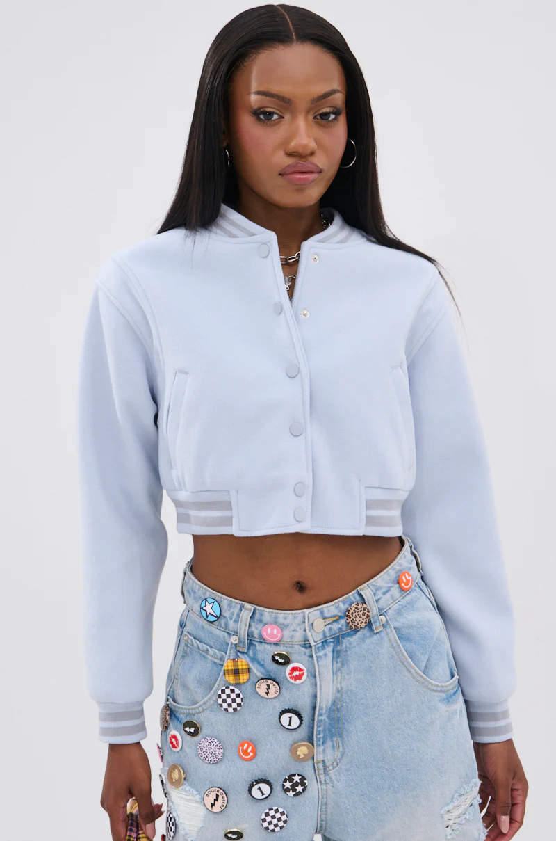 DAVIS EVERYDAY VARSITY BOMBER IN LIGHT BLUE - Image 4