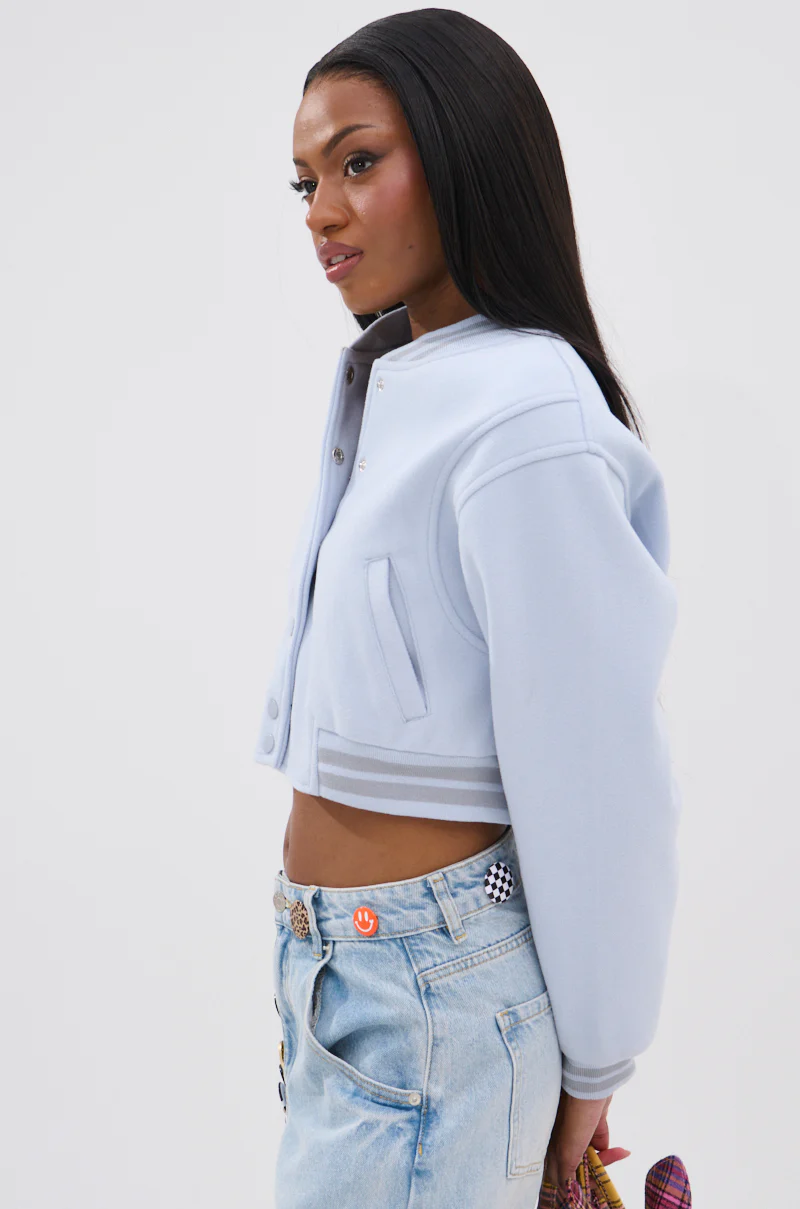 DAVIS EVERYDAY VARSITY BOMBER IN LIGHT BLUE - Image 5
