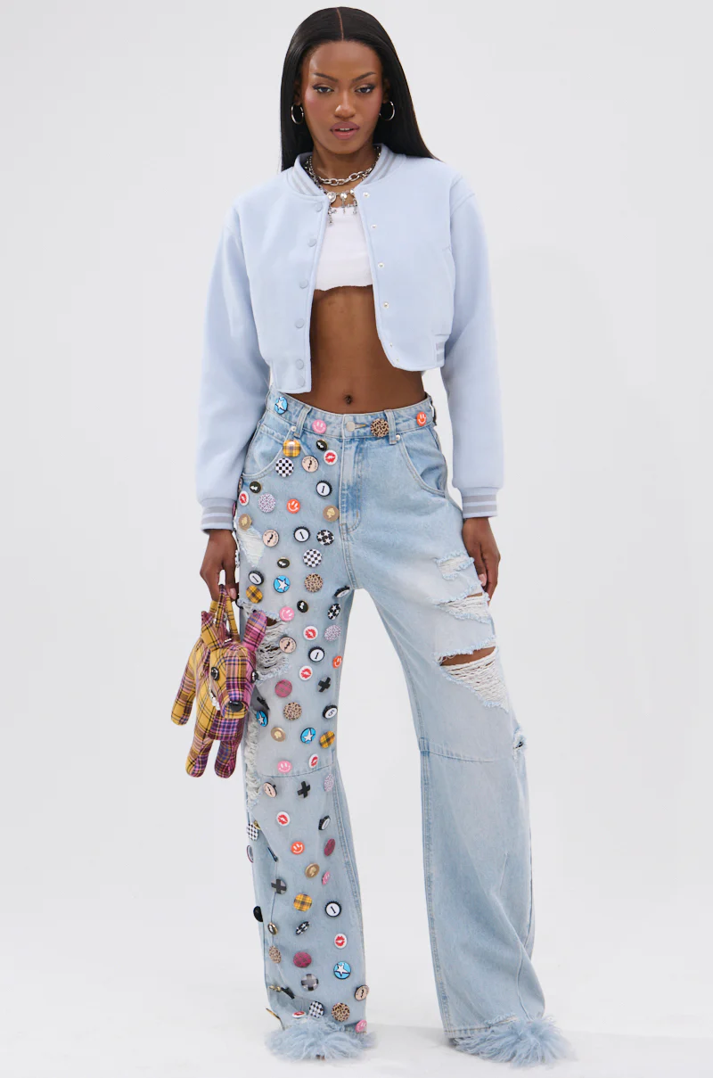 DAVIS EVERYDAY VARSITY BOMBER IN LIGHT BLUE - Image 7