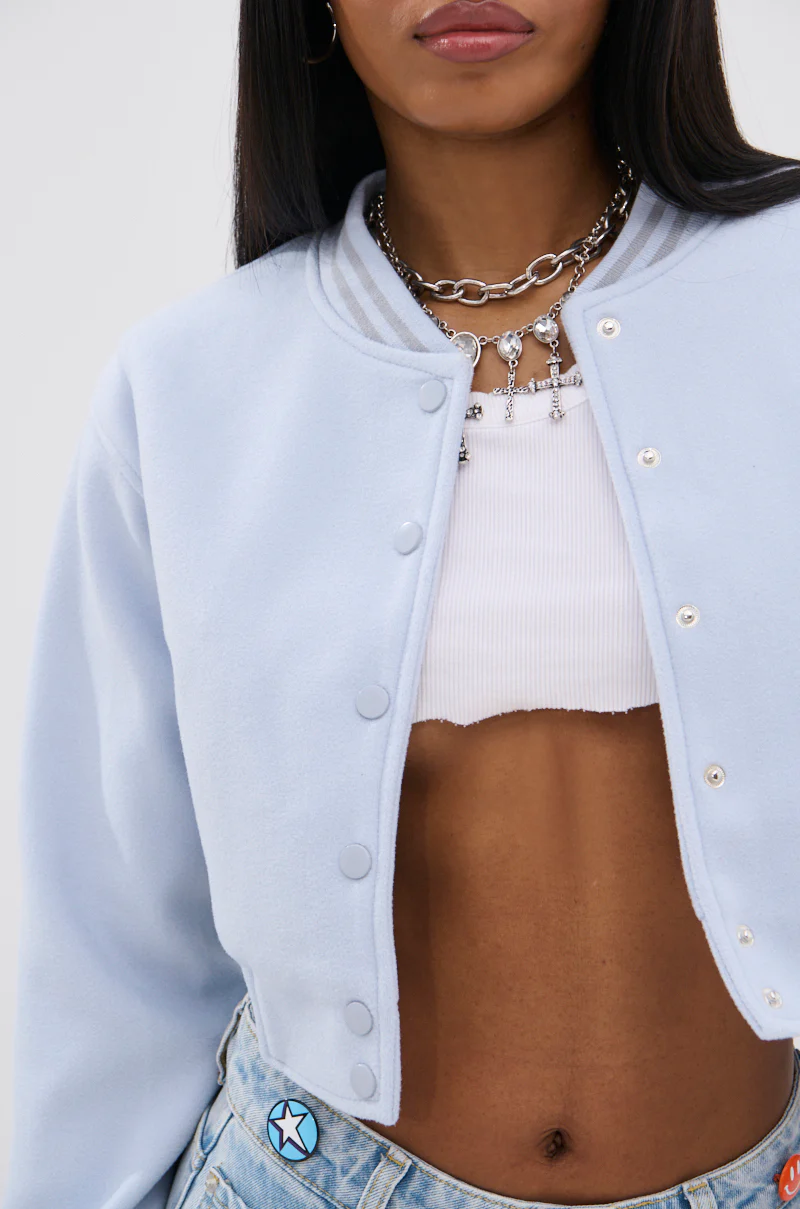 DAVIS EVERYDAY VARSITY BOMBER IN LIGHT BLUE - Image 9