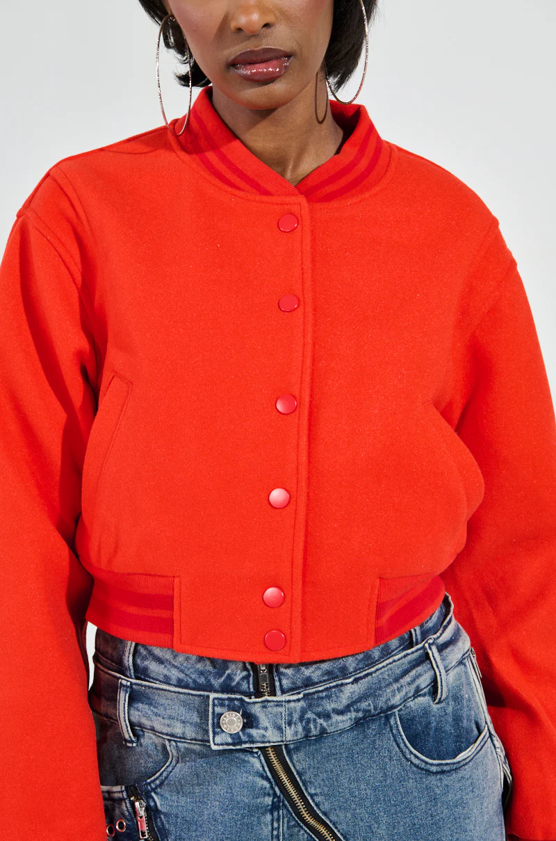 DAVIS EVERYDAY VARSITY BOMBER IN RED - Image 10