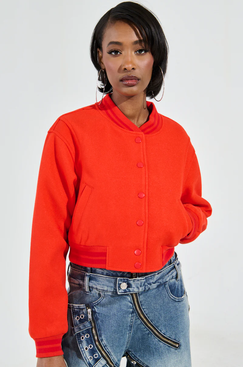 DAVIS EVERYDAY VARSITY BOMBER IN RED - Image 5
