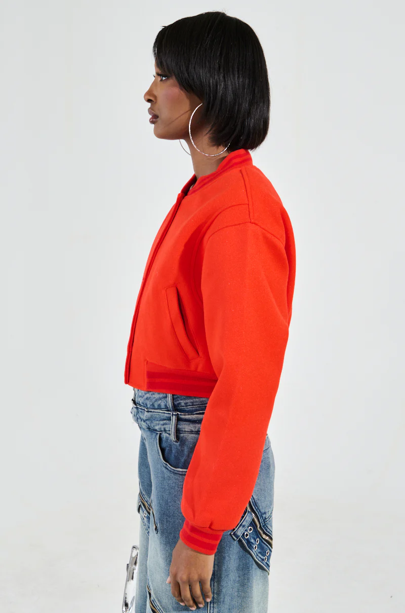 DAVIS EVERYDAY VARSITY BOMBER IN RED - Image 6