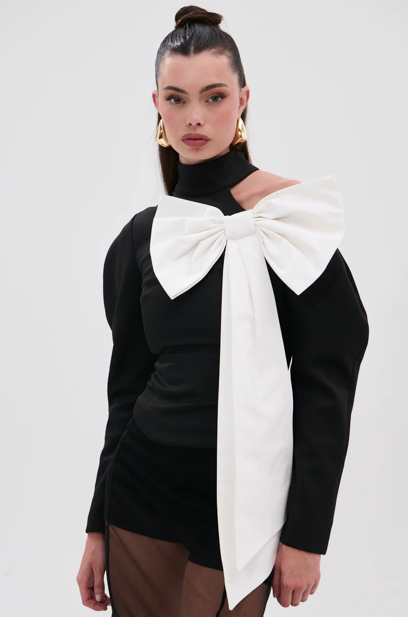 DAYANNE MOCK NECK BOW TOP - Image 2