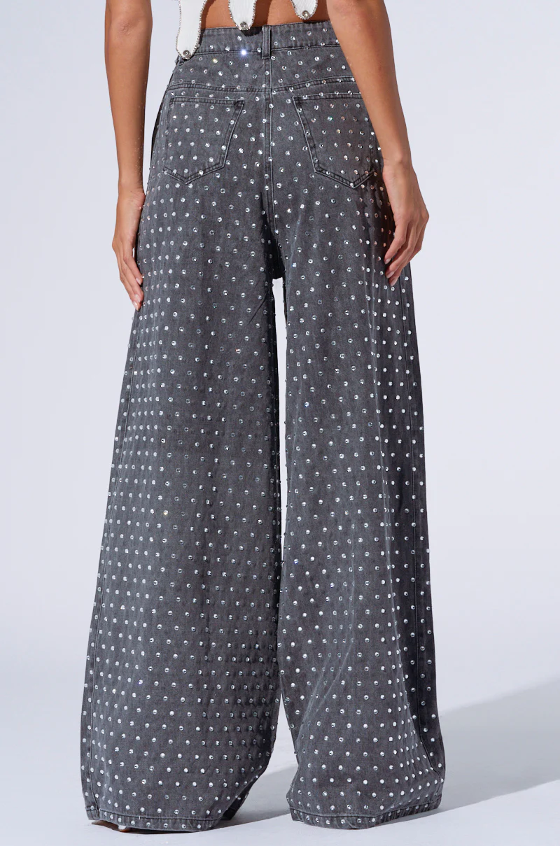DAZZLED RHINESTONE STUDDED DENIM PANTS IN BLACK - Image 5