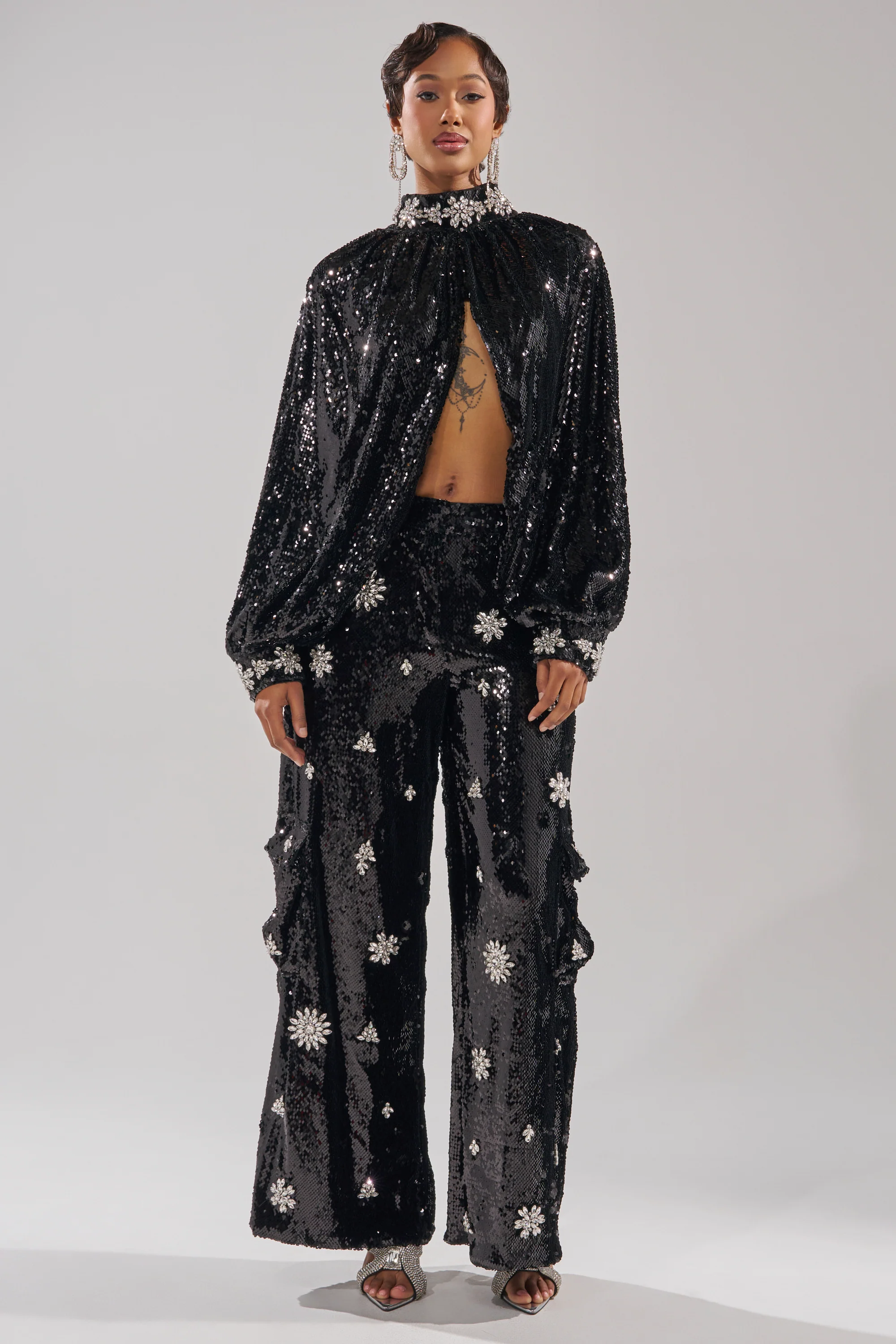 DAZZLING HOLIDAY SEQUIN WIDE LEG CARGO PANT - Image 7