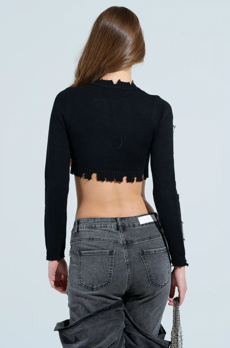 DEJA EMBELLISHED CROP SWEATER - Image 4
