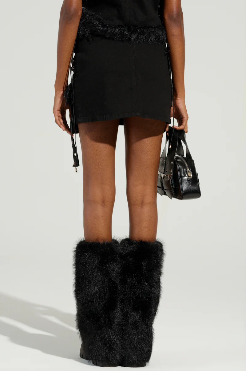 DELANEY FUR TRIM MINI SKIRT - Image 5
