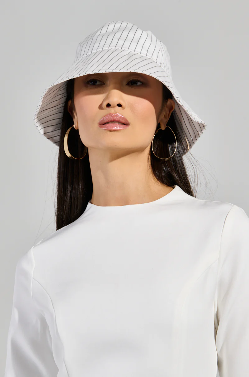 DELILA PINSTRIPE BUCKET HAT - Image 2