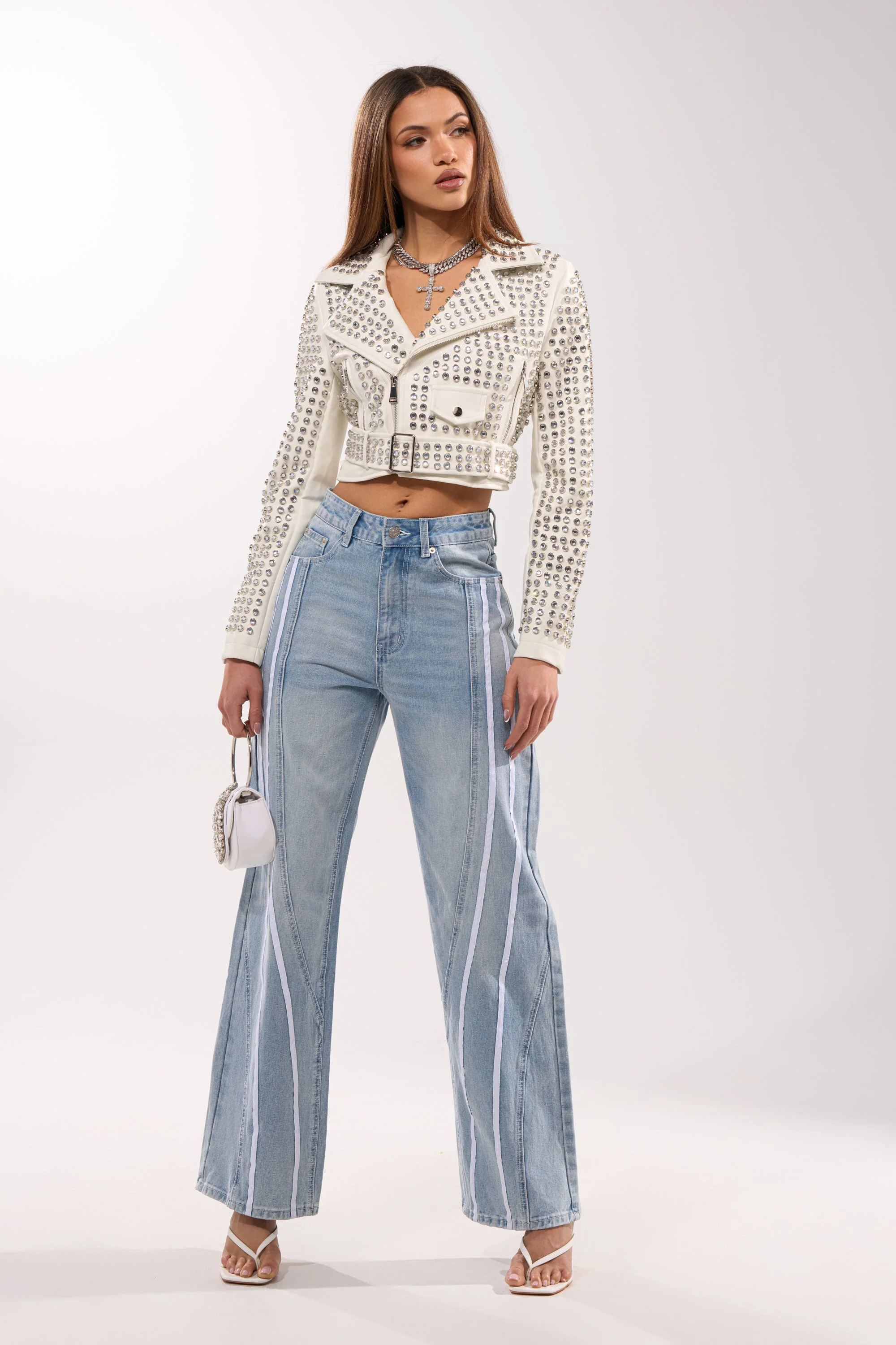 DEMI EMBELLISHED MOTO IN WHITE - Image 10