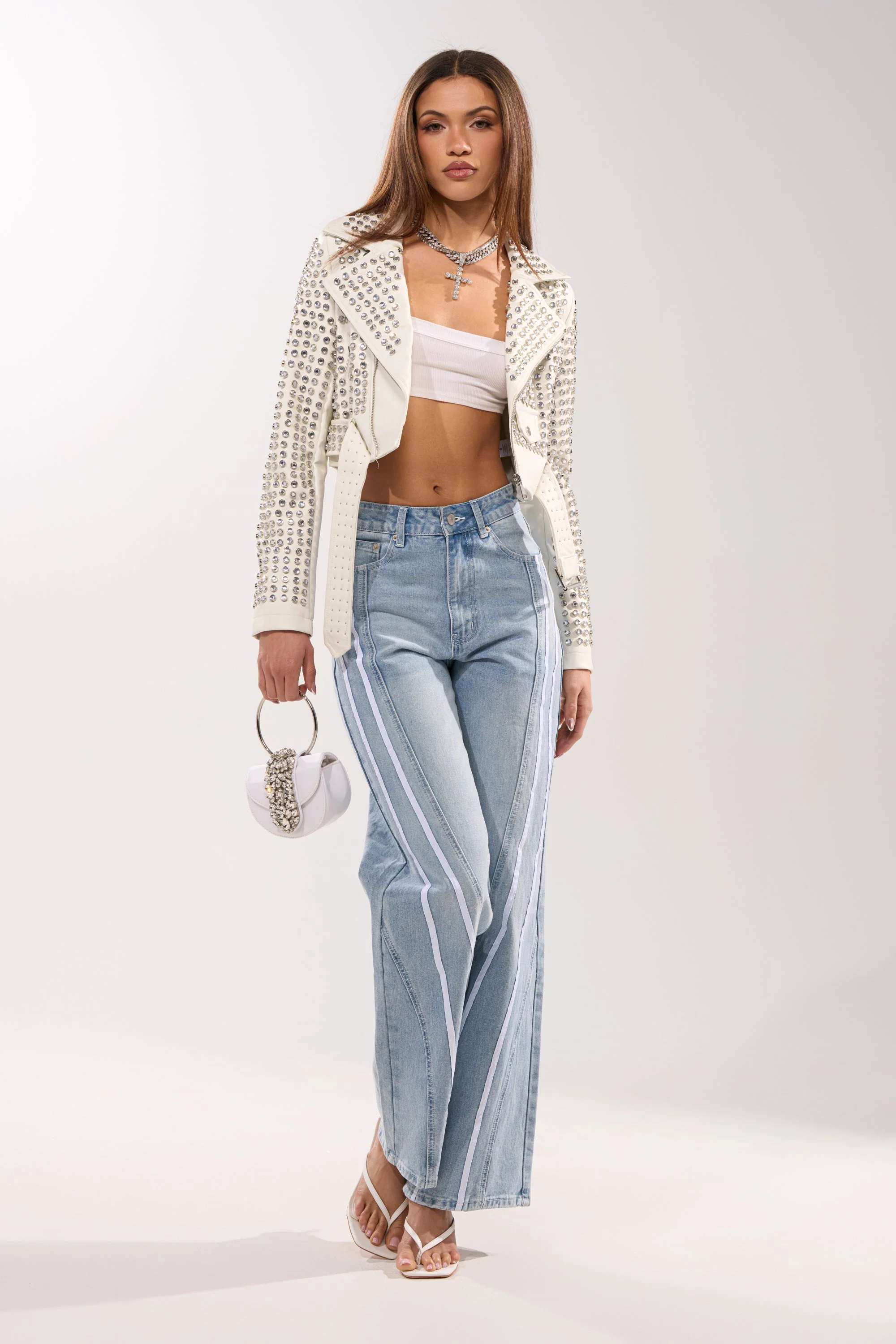 DEMI EMBELLISHED MOTO IN WHITE - Image 11