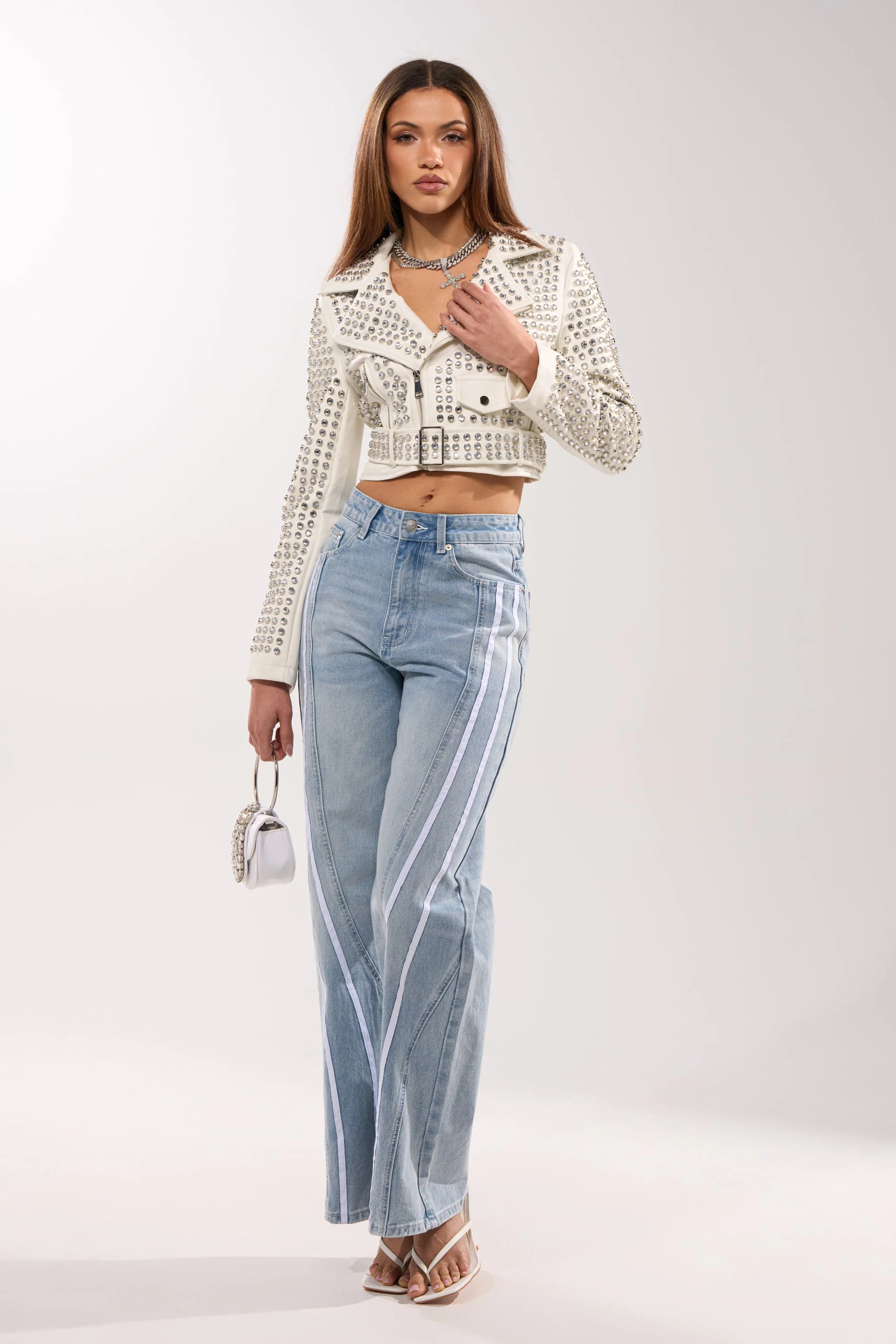 DEMI EMBELLISHED MOTO IN WHITE - Image 13