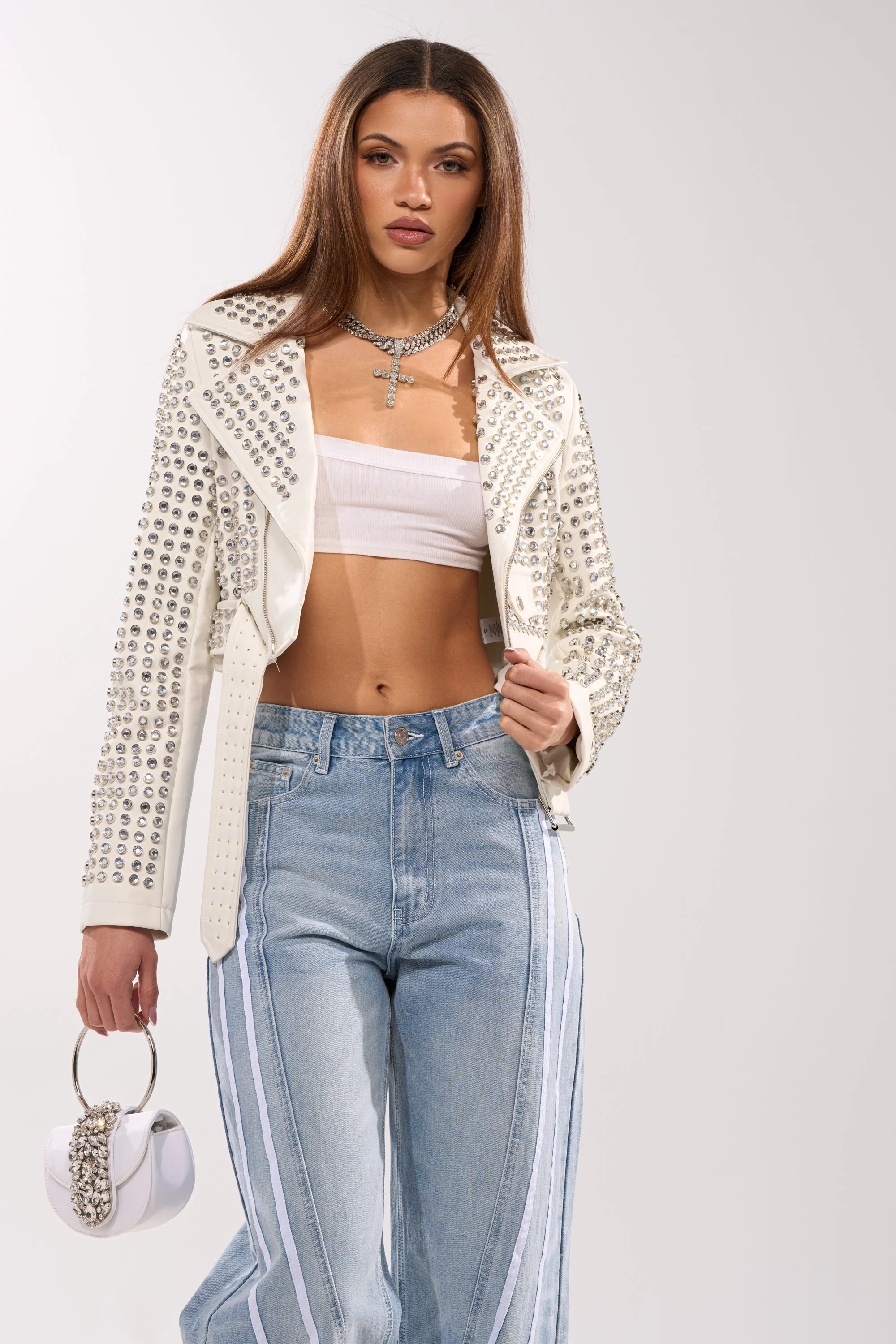DEMI EMBELLISHED MOTO IN WHITE - Image 2