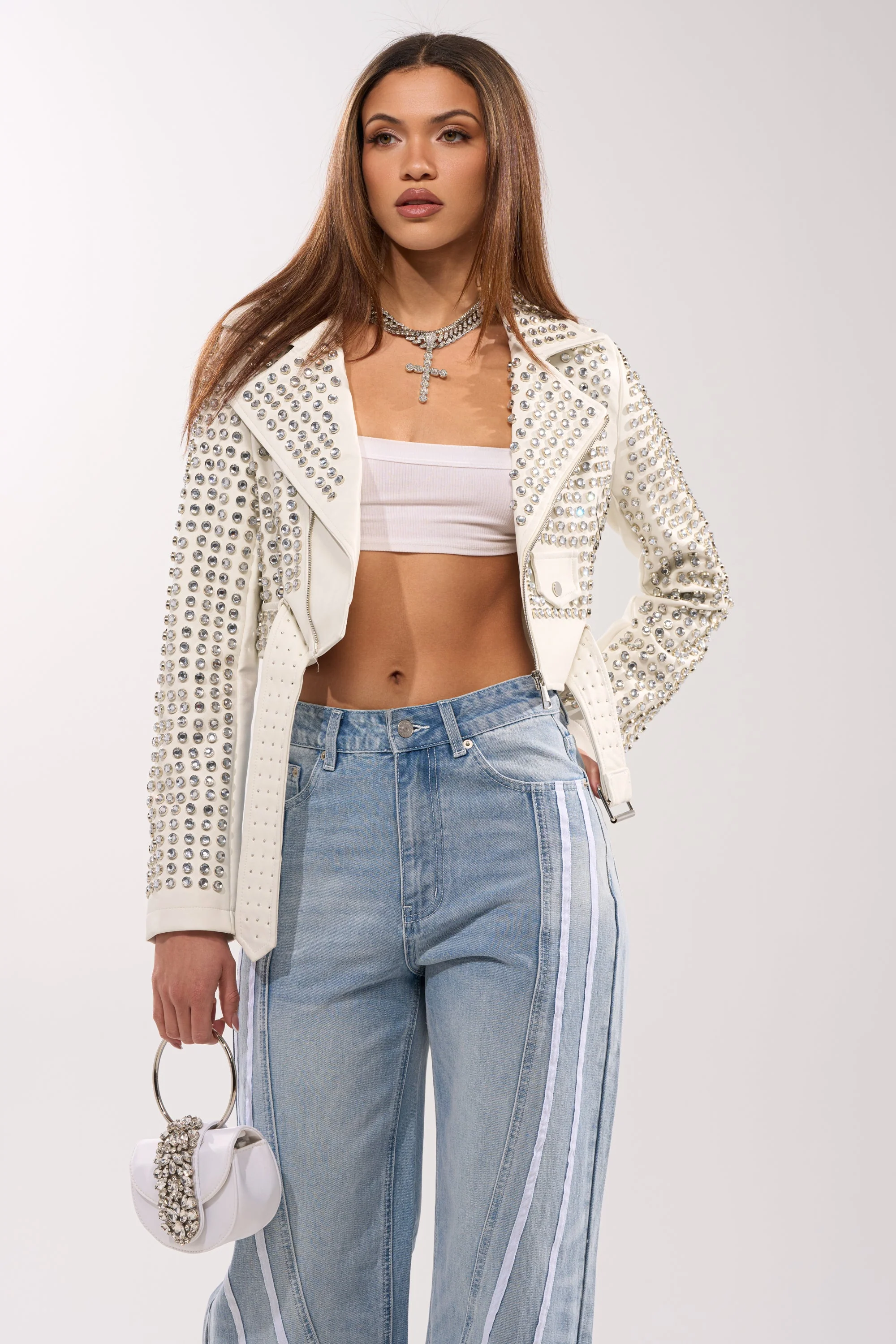 DEMI EMBELLISHED MOTO IN WHITE - Image 3