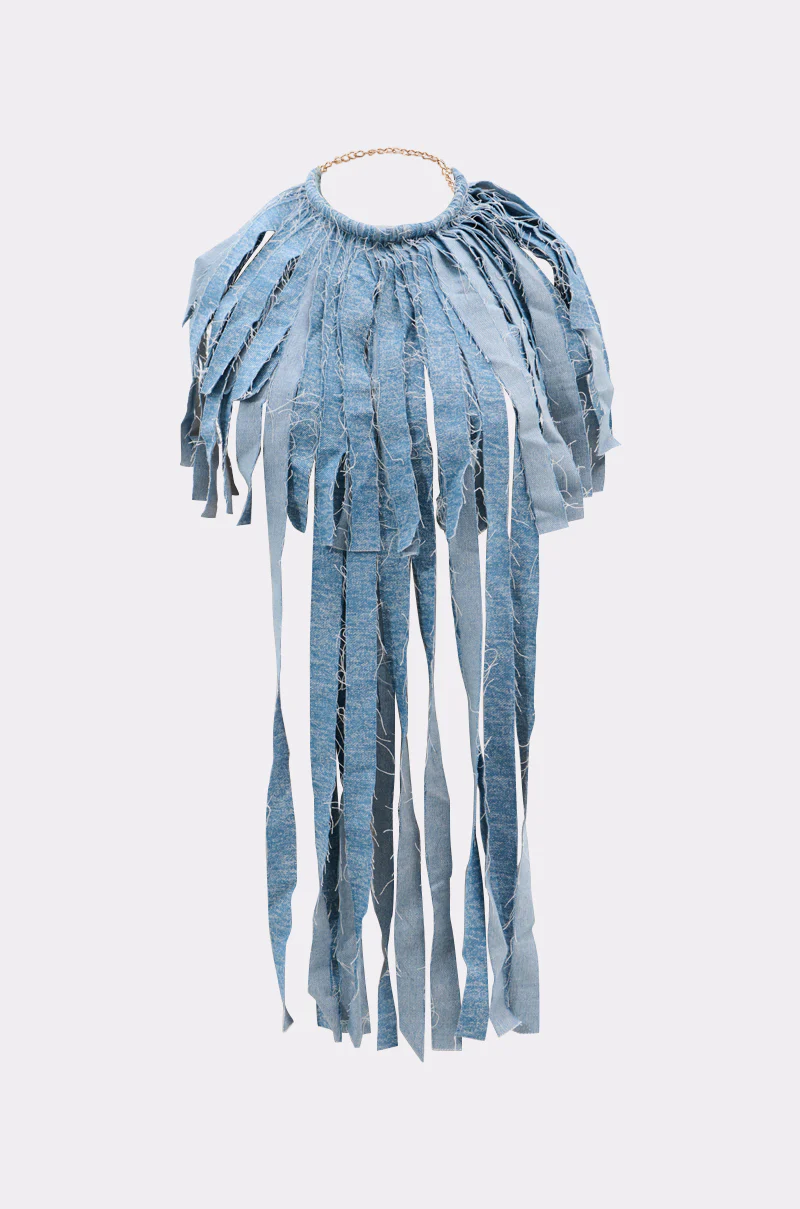 DENIM BLUE FRINGE NECKLACE - Image 2