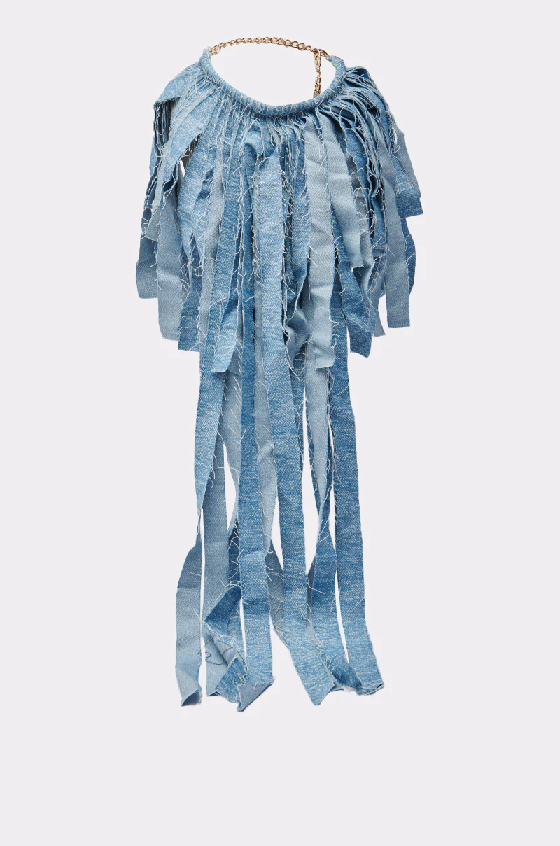 DENIM BLUE FRINGE NECKLACE - Image 3