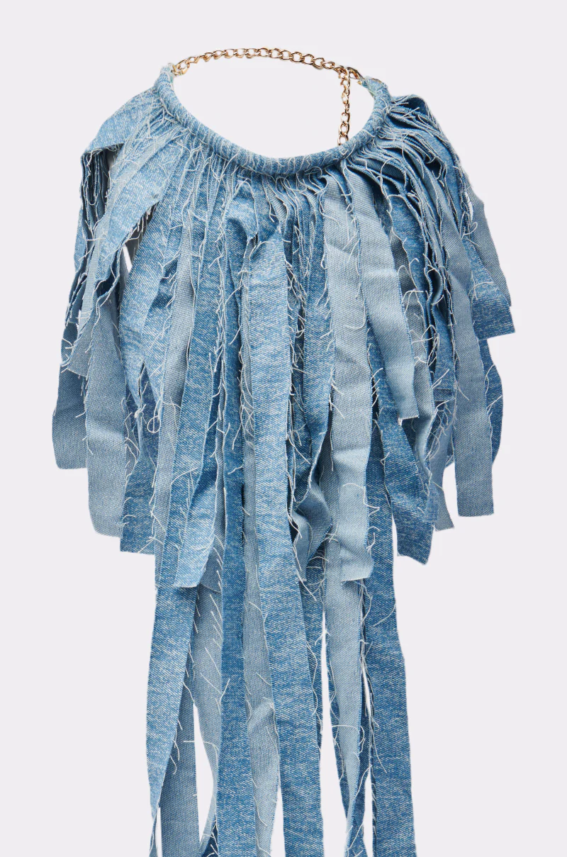 DENIM BLUE FRINGE NECKLACE - Image 4