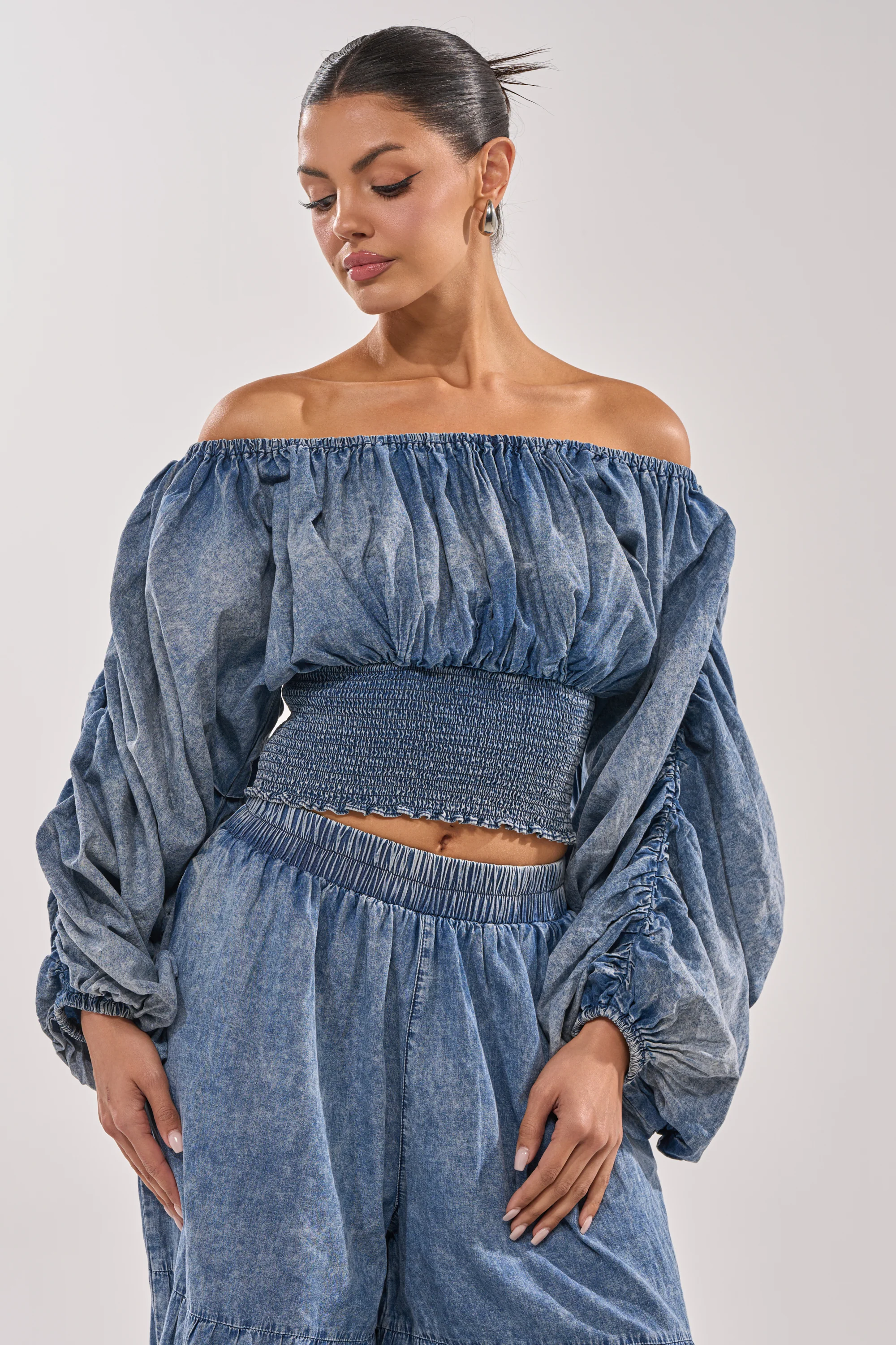DENIM FOR DAYS OFF THE SHOULDER TOP - Image 2