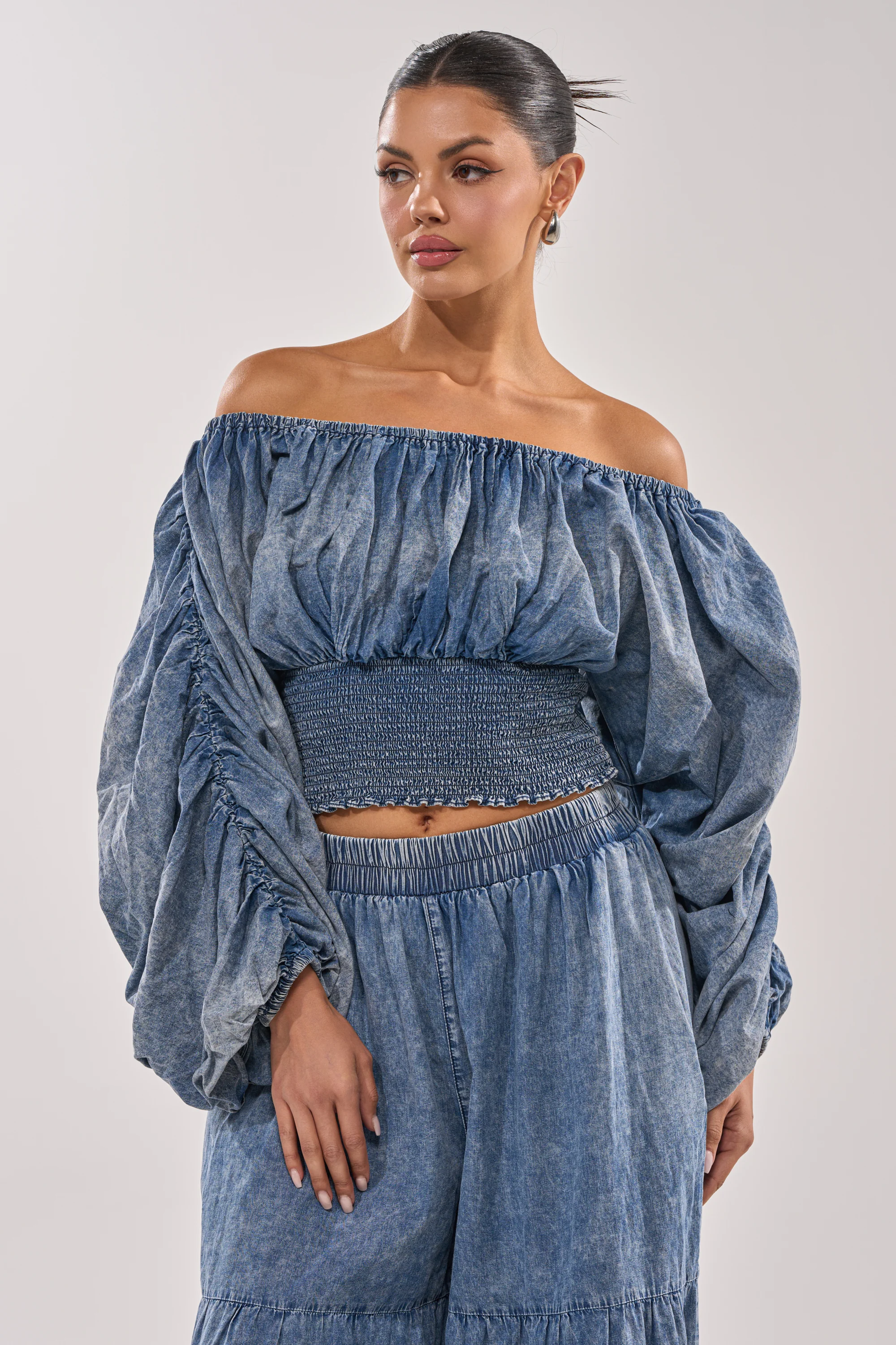 DENIM FOR DAYS OFF THE SHOULDER TOP - Image 3