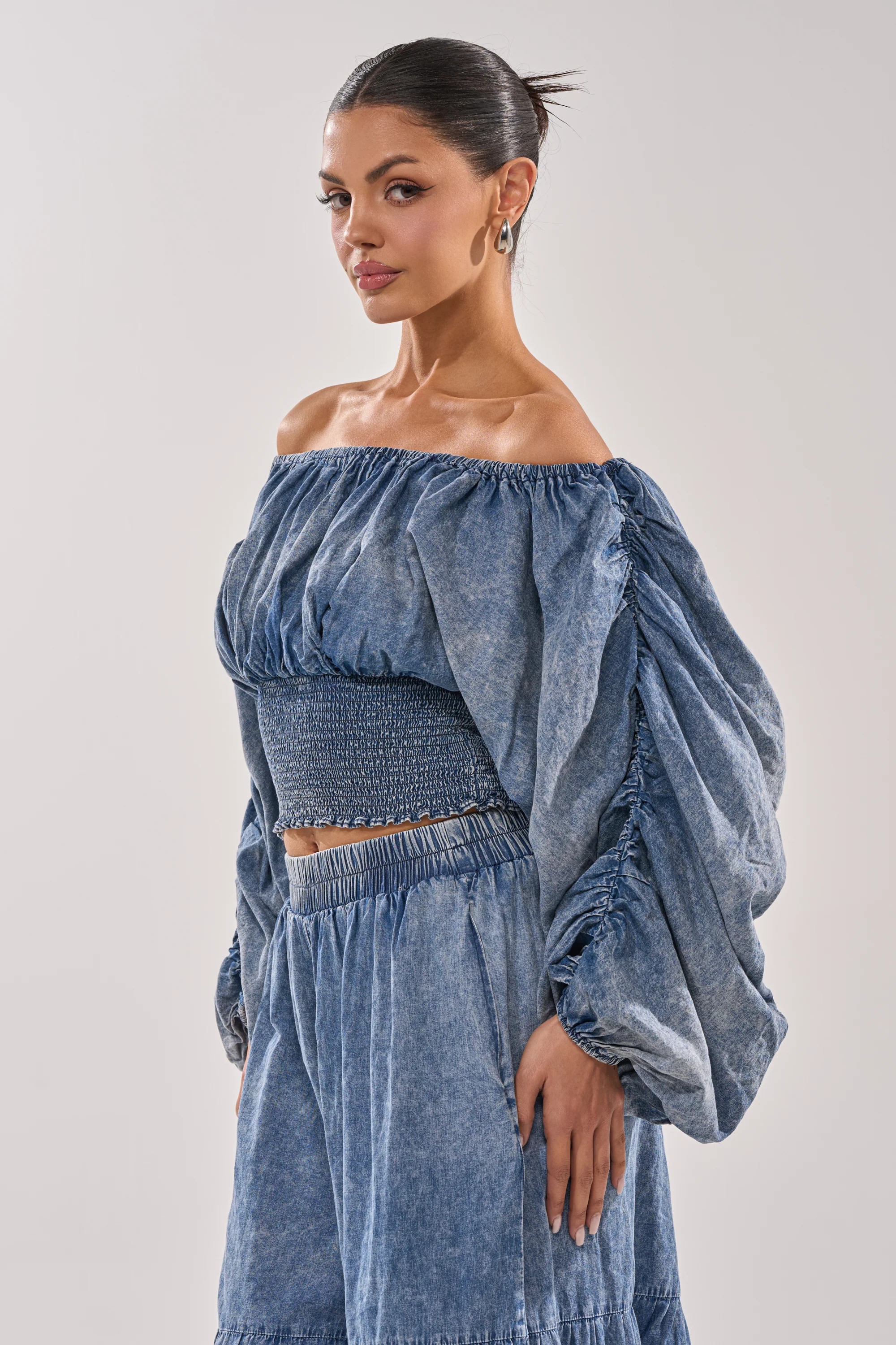 DENIM FOR DAYS OFF THE SHOULDER TOP - Image 4