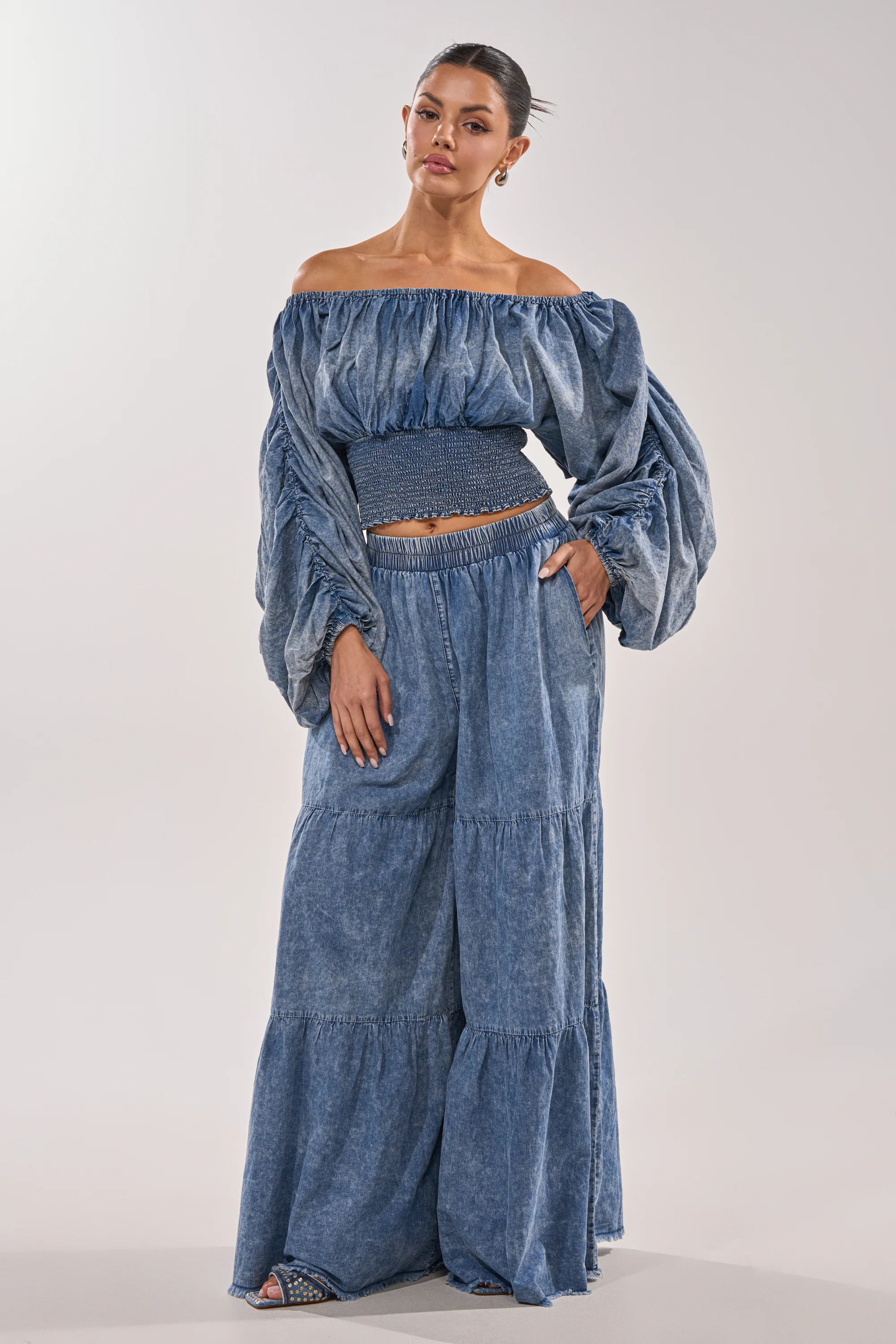 DENIM FOR DAYS OFF THE SHOULDER TOP - Image 6