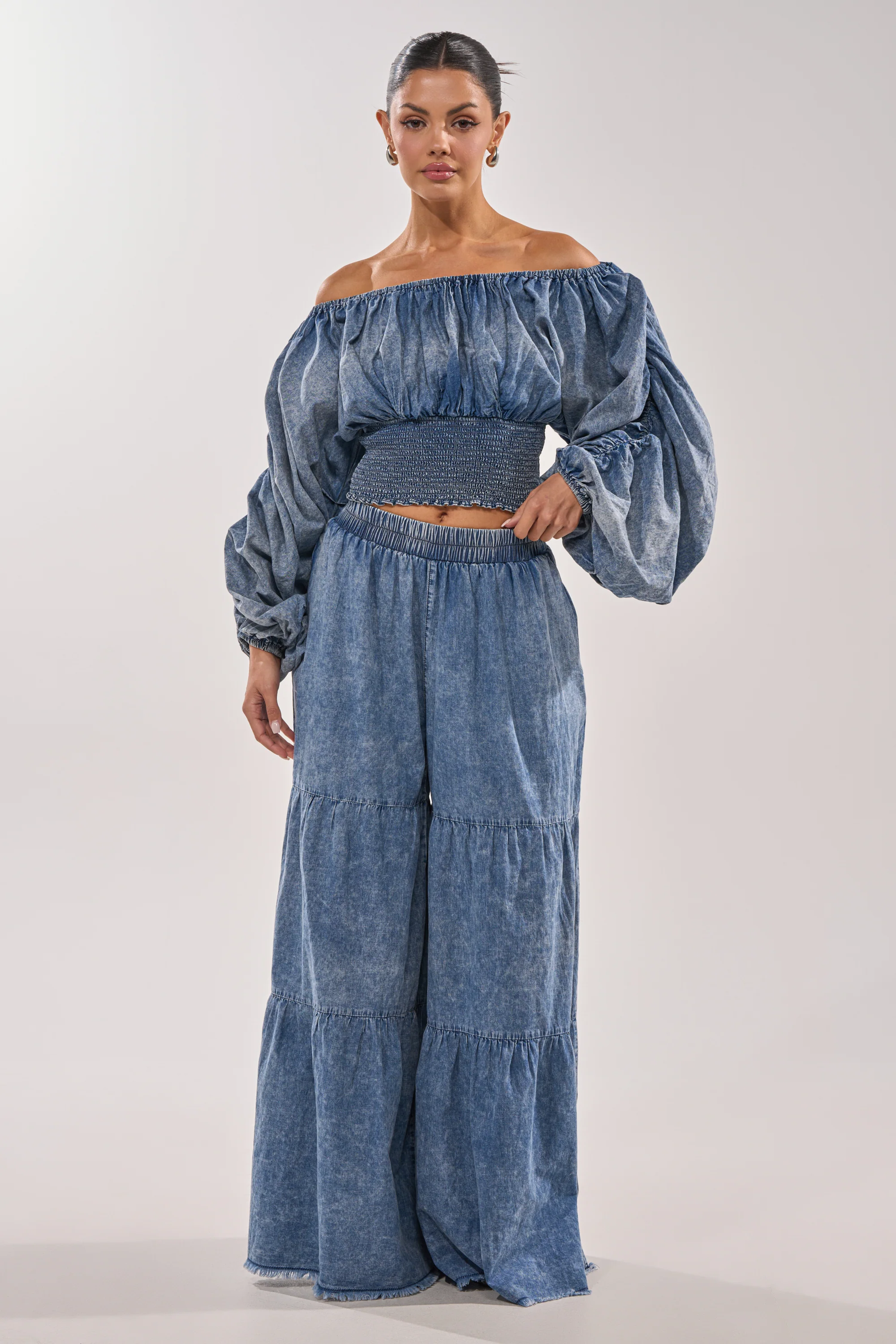 DENIM FOR DAYS OFF THE SHOULDER TOP - Image 7