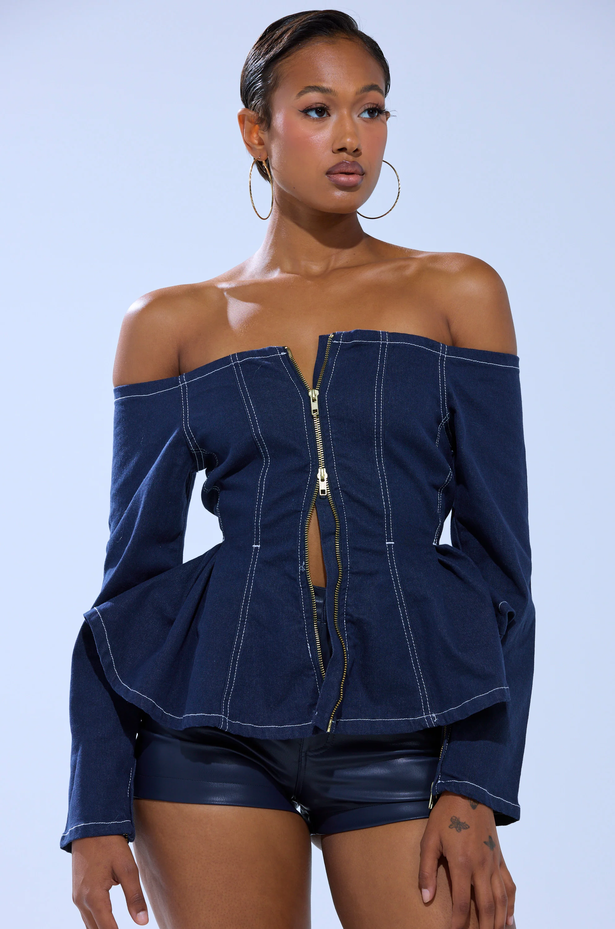 DENIM FOR DAYS ZIP UP BLOUSE - Image 2