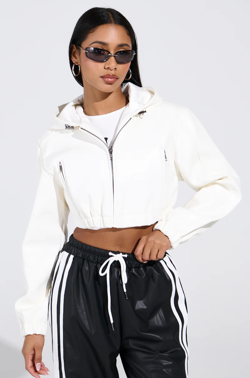 DEX HOODED BOMBER IN WHITE - Image 2