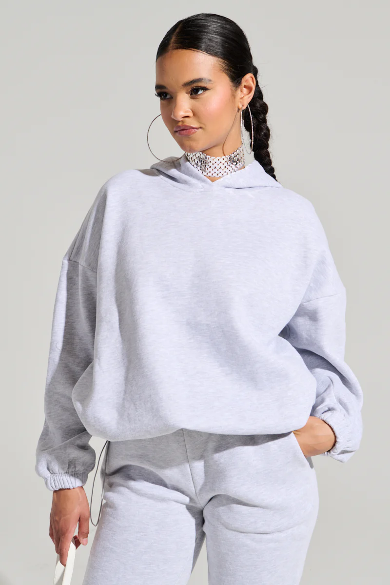 DEXTRA OVERSIZED HOODIE IN HEATHER GREY - Image 2