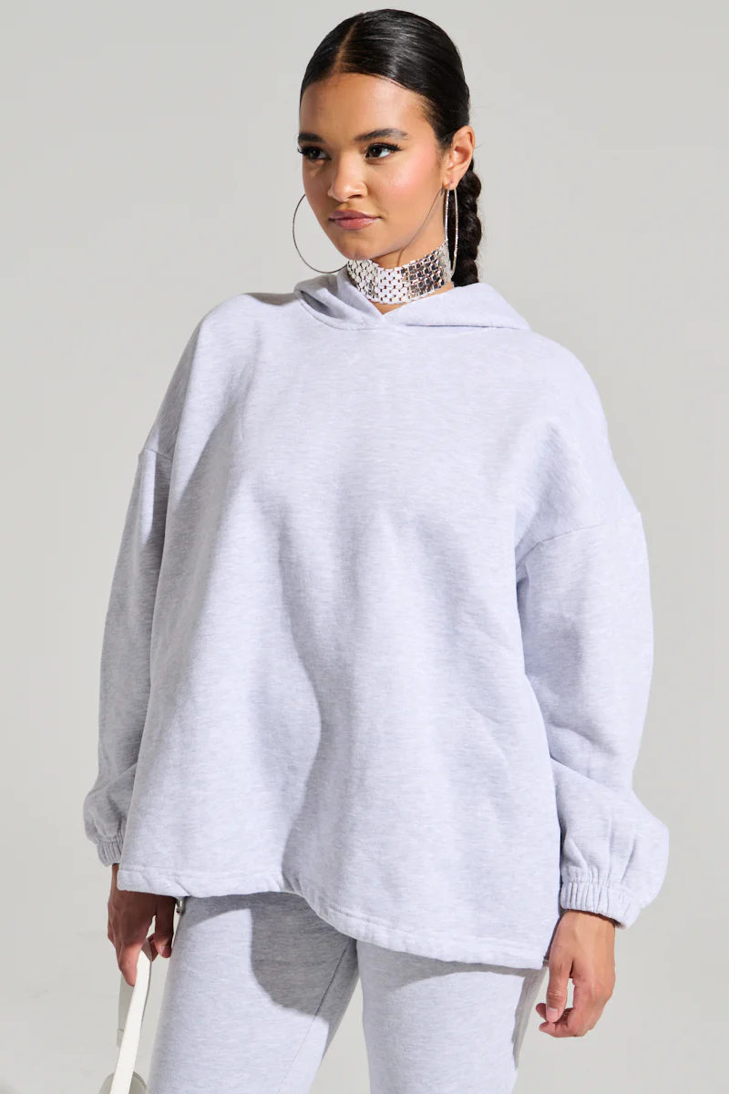 DEXTRA OVERSIZED HOODIE IN HEATHER GREY - Image 3