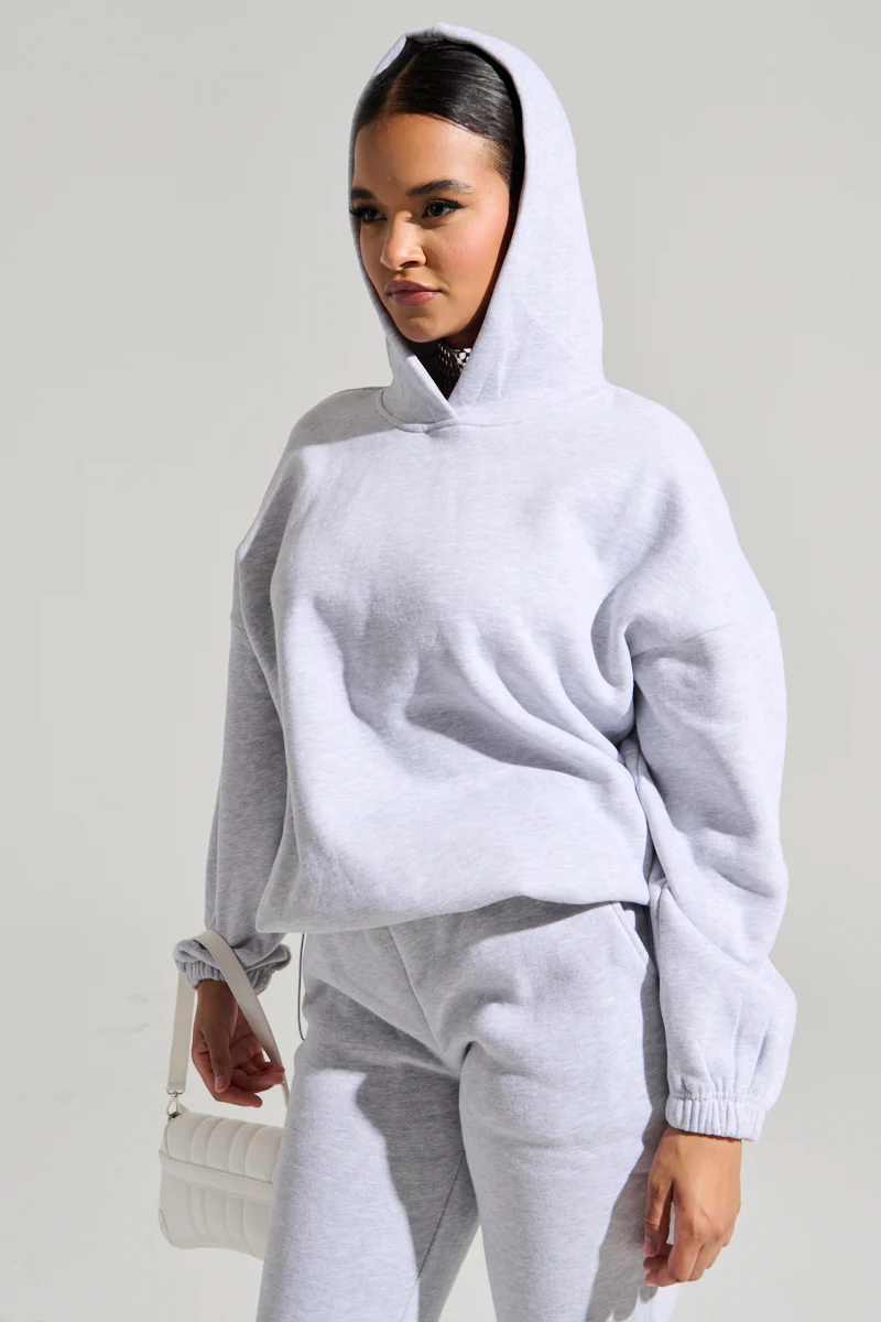 DEXTRA OVERSIZED HOODIE IN HEATHER GREY - Image 4