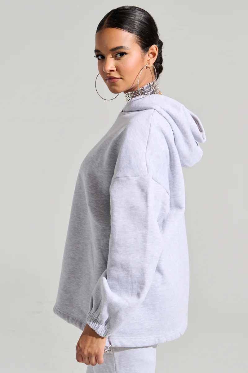 DEXTRA OVERSIZED HOODIE IN HEATHER GREY - Image 5