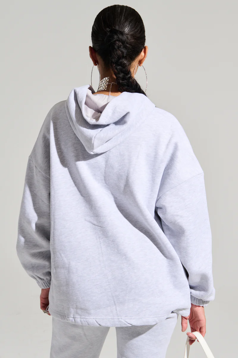 DEXTRA OVERSIZED HOODIE IN HEATHER GREY - Image 6