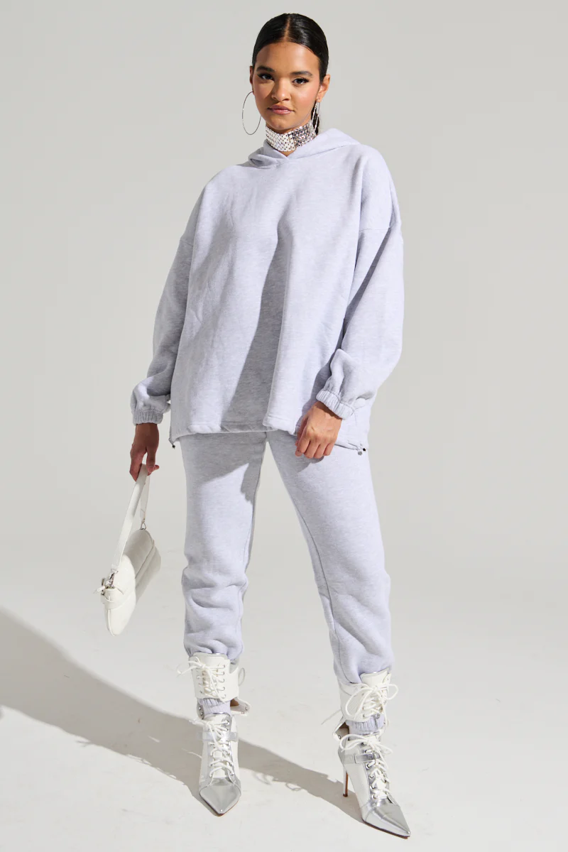 DEXTRA OVERSIZED HOODIE IN HEATHER GREY - Image 7