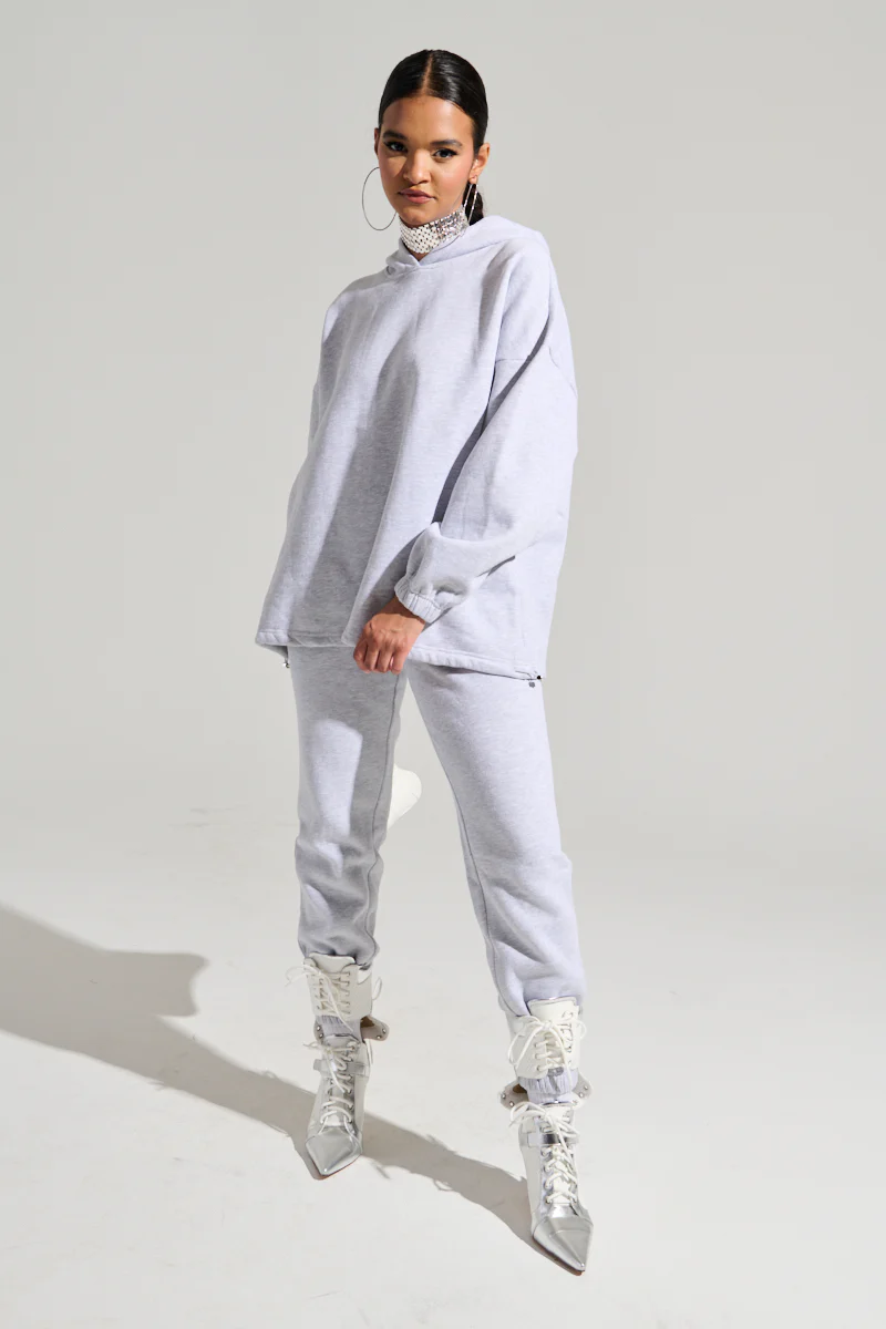 DEXTRA OVERSIZED HOODIE IN HEATHER GREY - Image 8