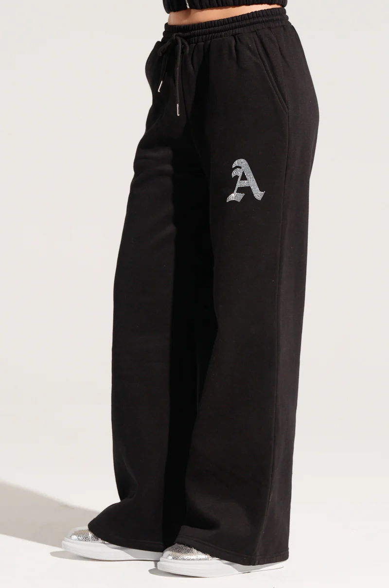 DEXTRA WIDE LEG SWEATPANT WITH RHINESTONE DETAIL - Image 4