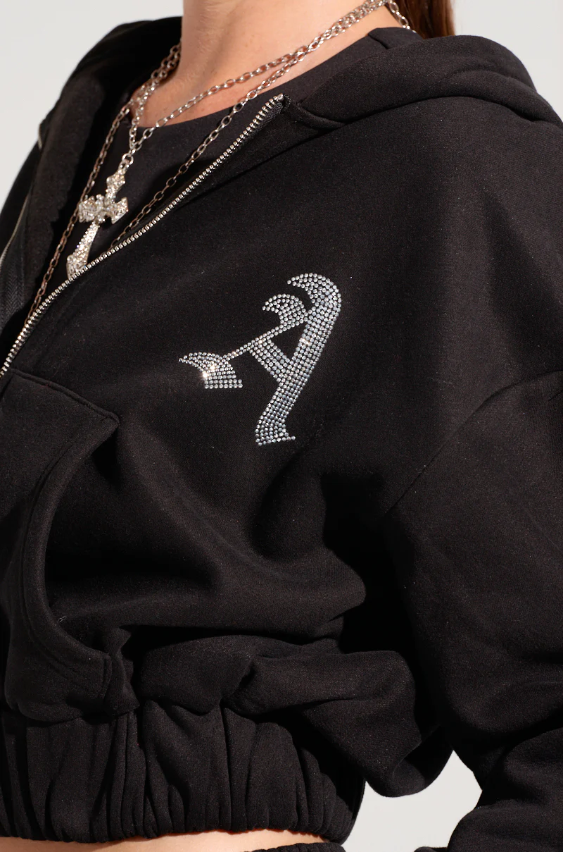 DEXTRA ZIP UP HOODIE WITH RHINESTONE DETAIL - Image 7