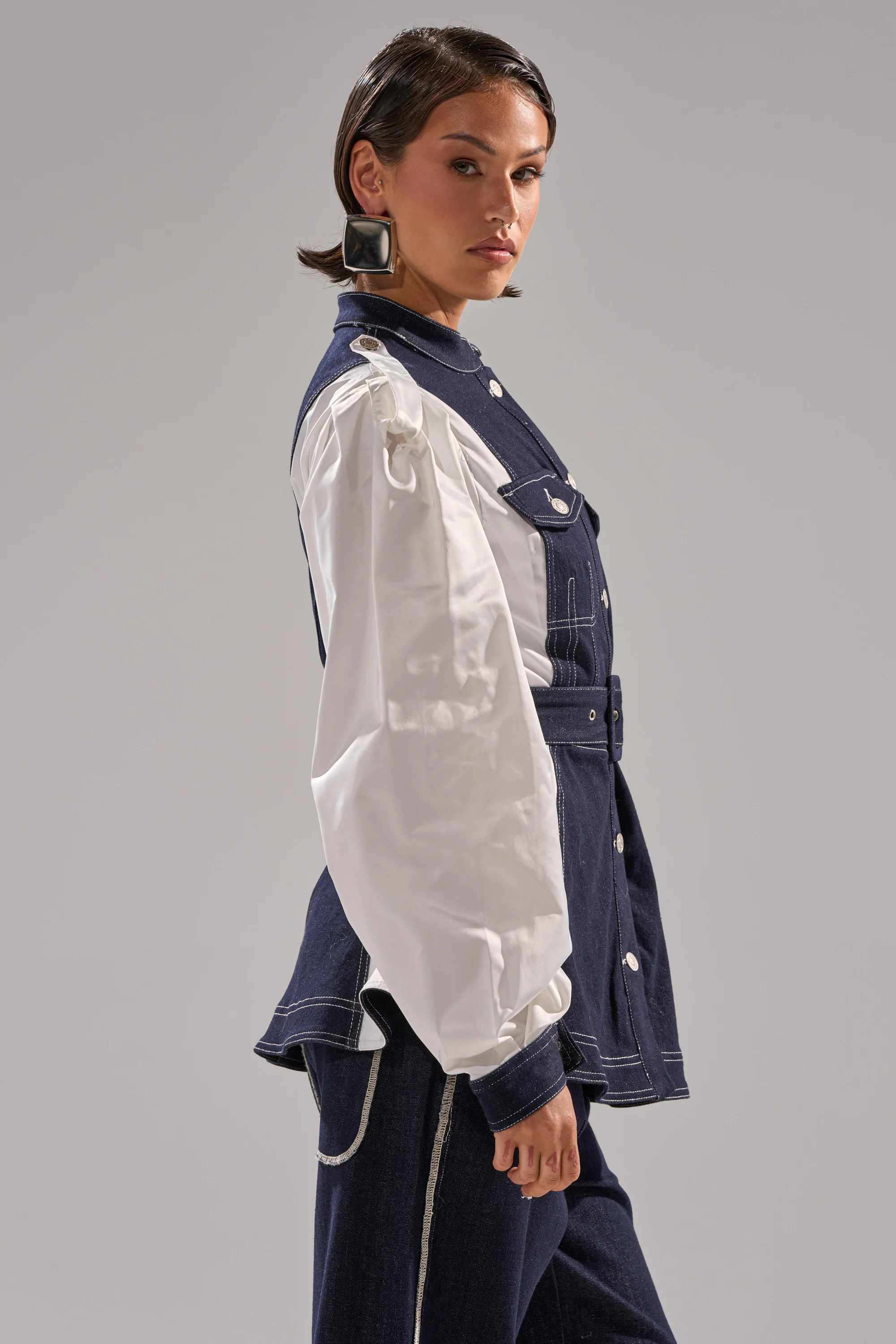 DIANA DENIM AND POPLIN BUTTON DOWN - Image 4