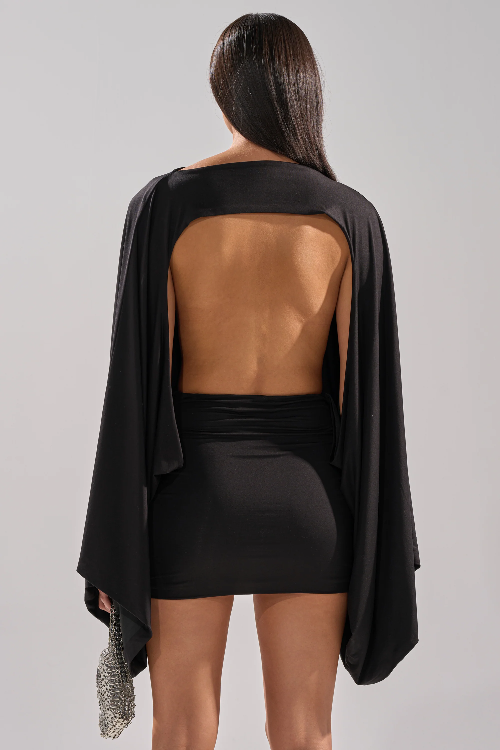 DIANA DRAPED MINI DRESS IN BLACK - Image 4