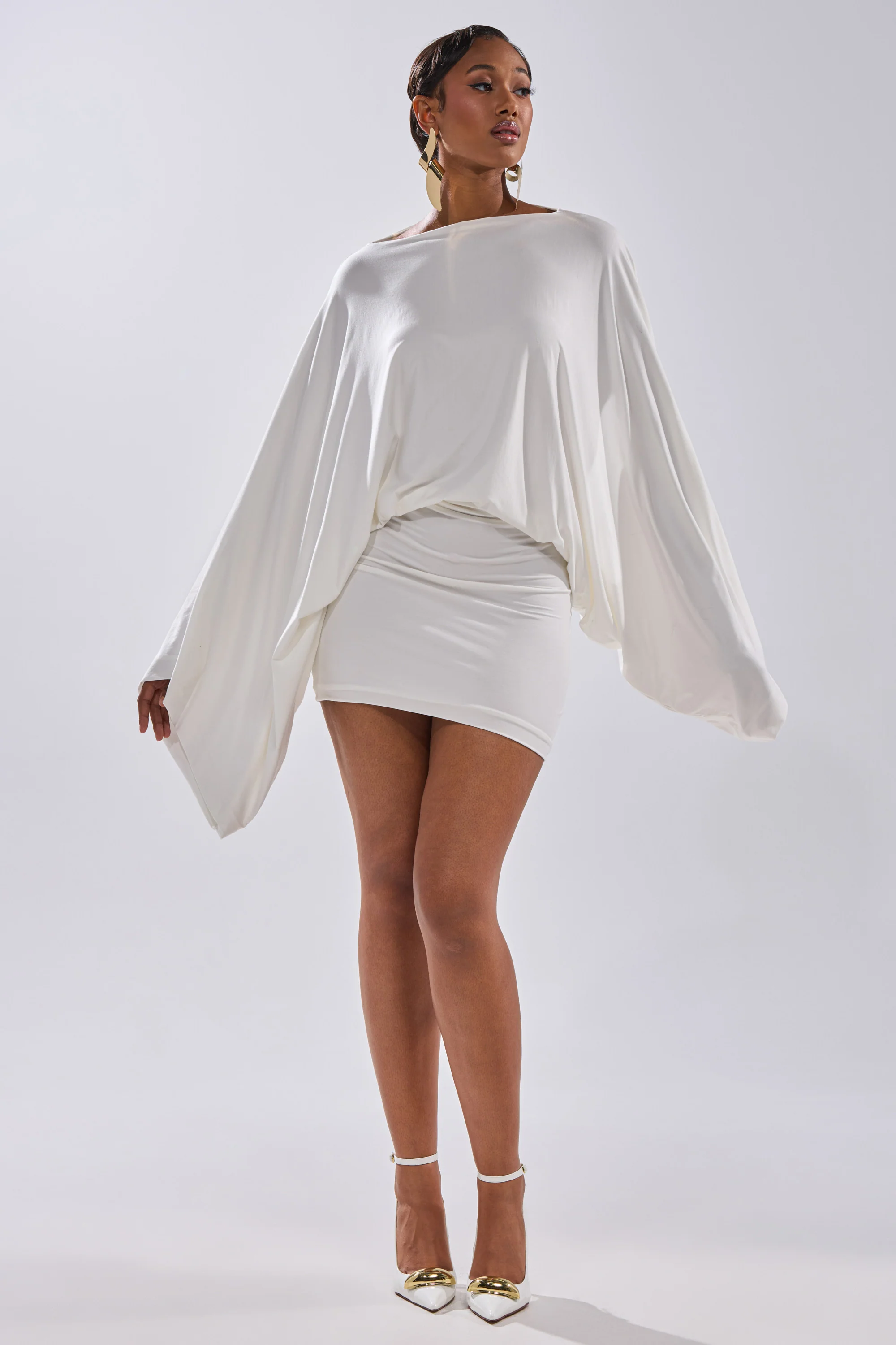 DIANA DRAPED MINI DRESS IN WHITE - Image 15