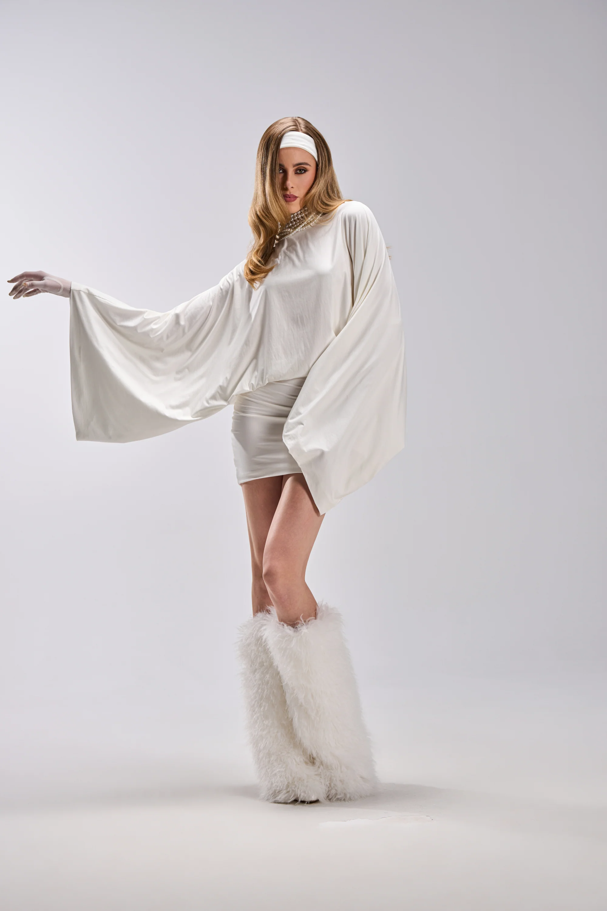 DIANA DRAPED MINI DRESS IN WHITE - Image 5