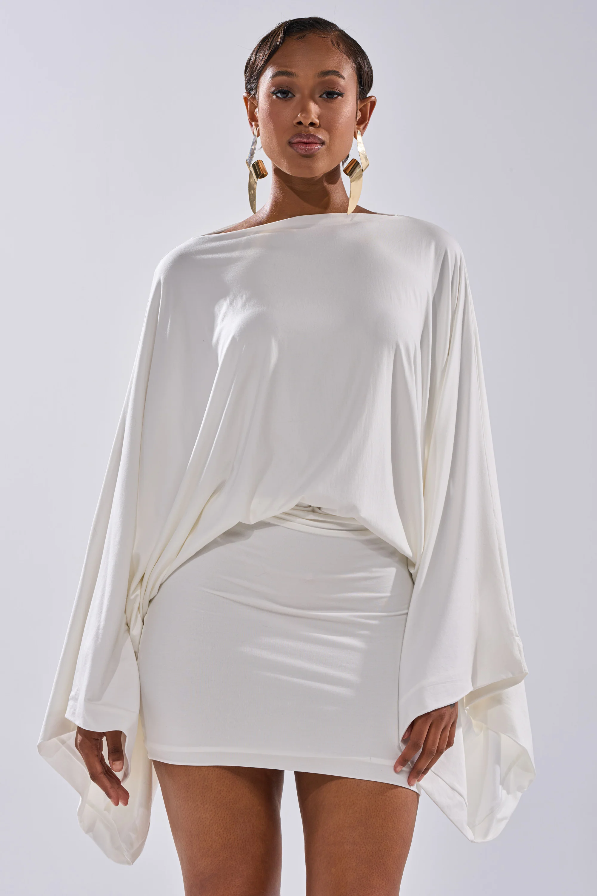 DIANA DRAPED MINI DRESS IN WHITE - Image 7