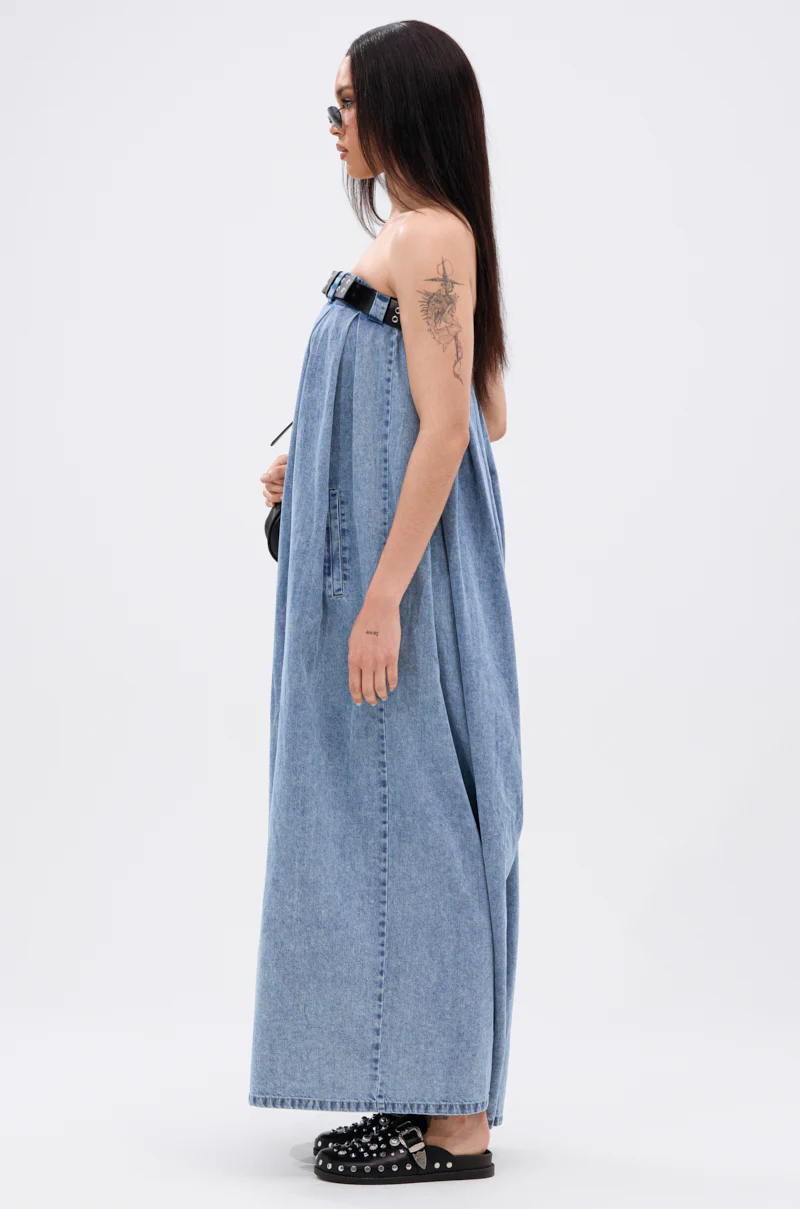 DIANE STRAPLESS OVERSIZED JUMPSUIT IN DENIM - Image 8