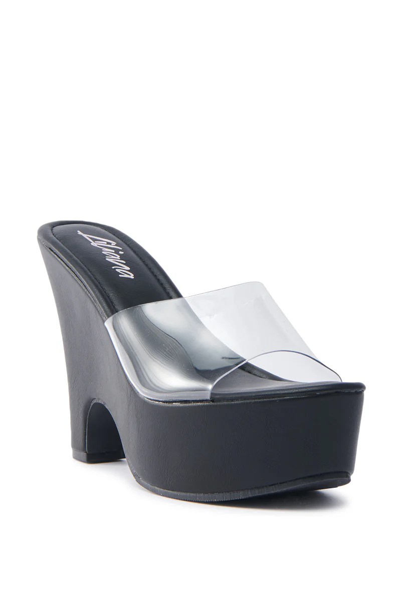 DIEGO BLACK PVC WEDGE SANDAL - Image 4